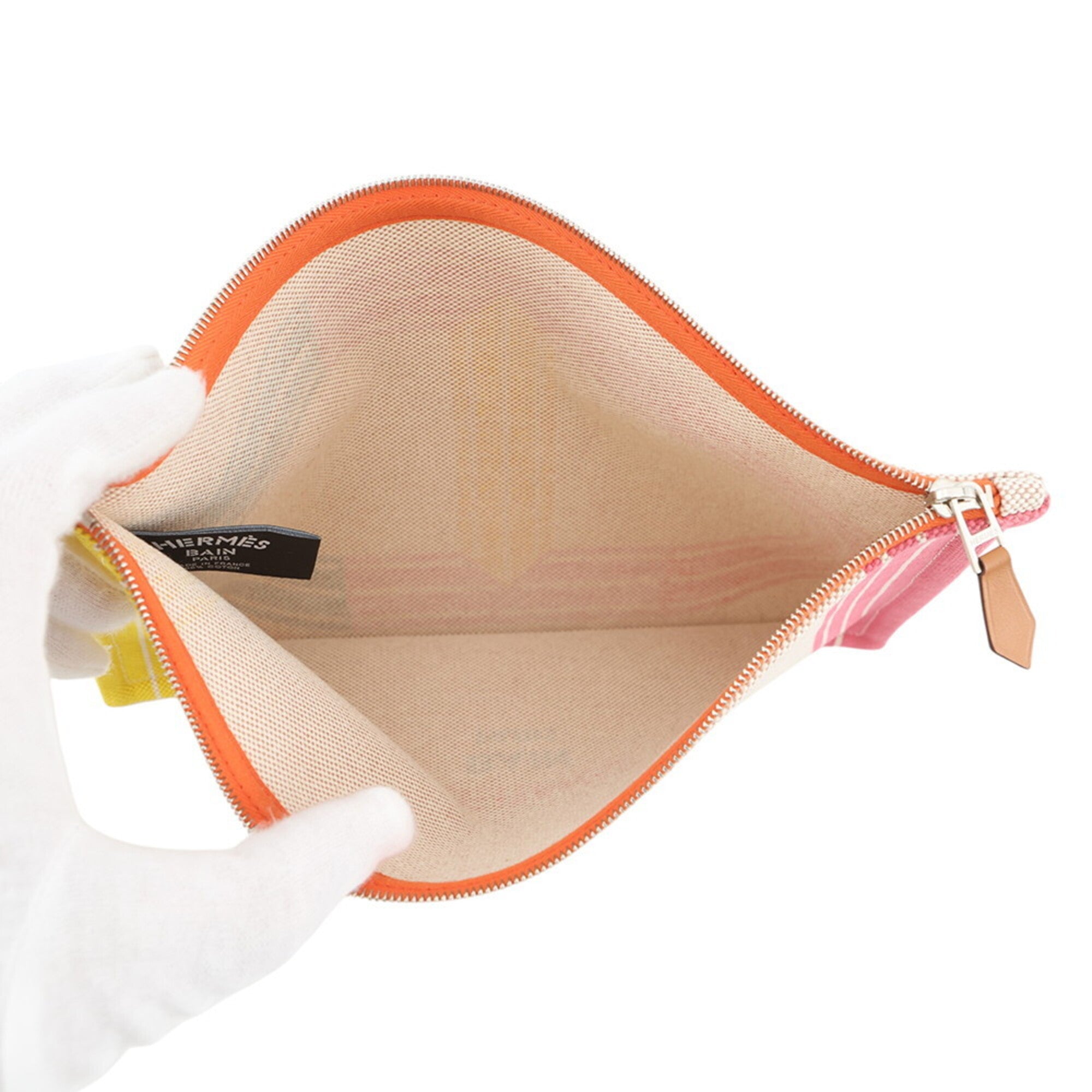 Hermes Green Pink Yellow Cotton Pouch (Pre-Owned)