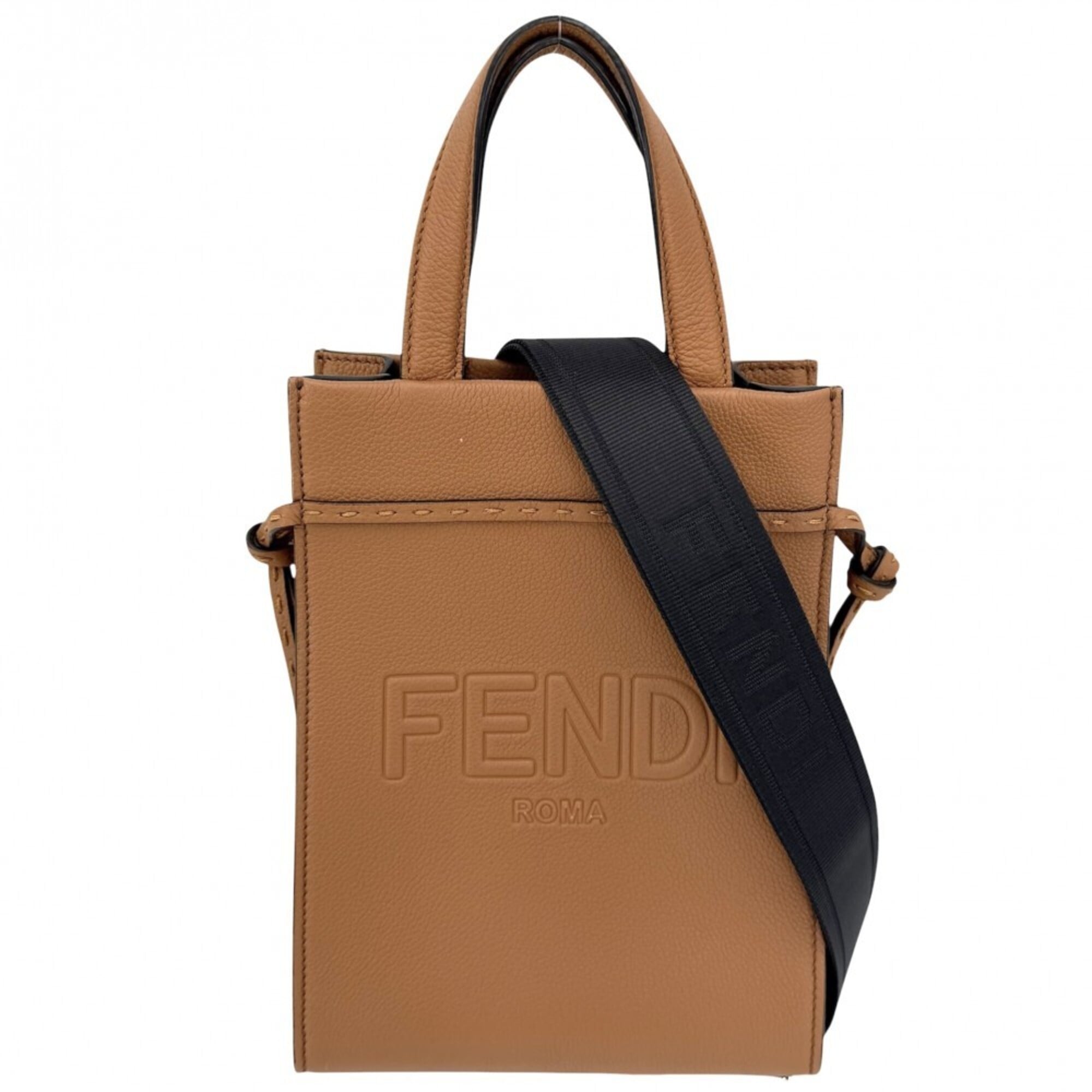 Fendi Brown Leather Handbag Shoulder Bag (Pre-Owned)