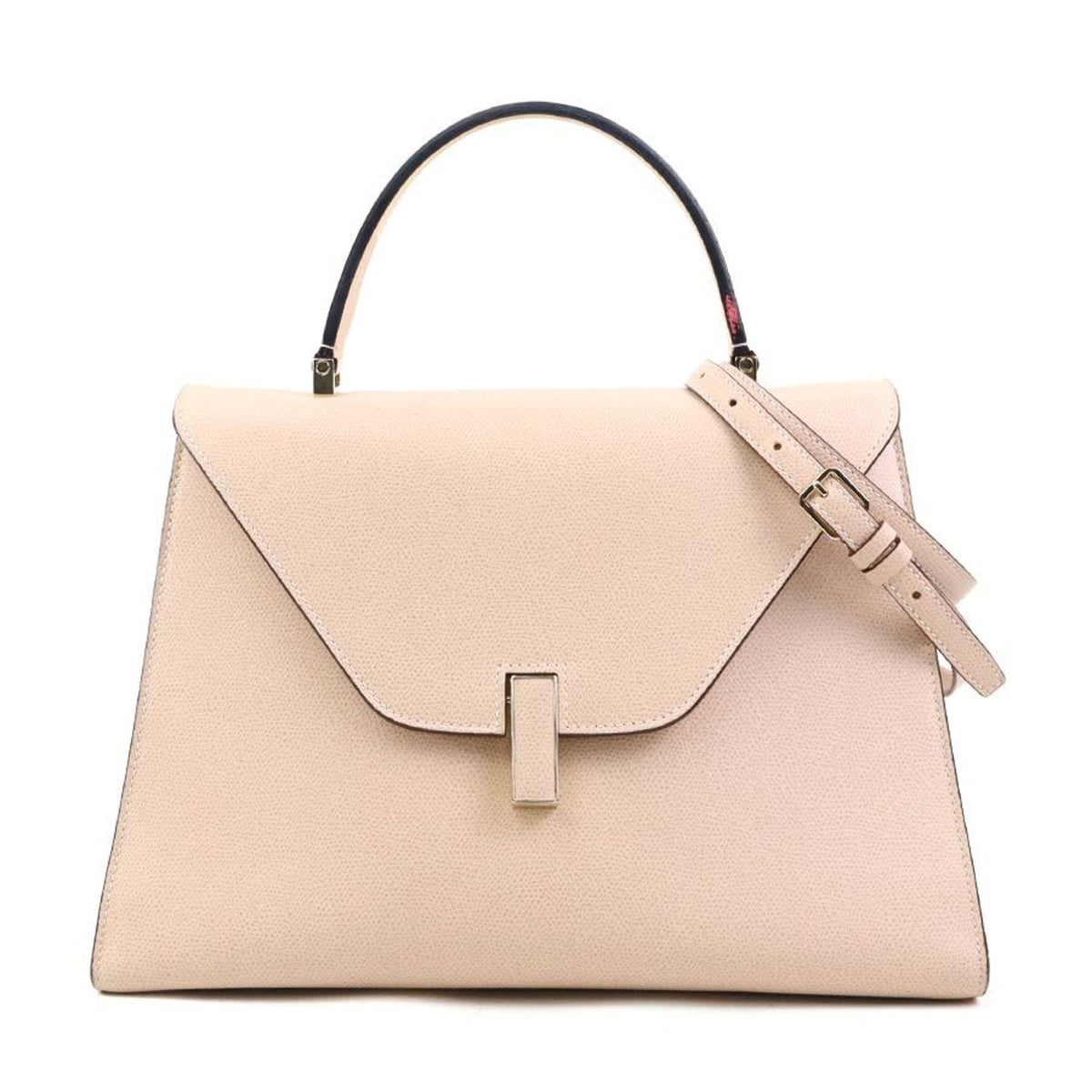 Valextra Pink Beige Leather Handbag Shoulder Bag (Pre-Owned)