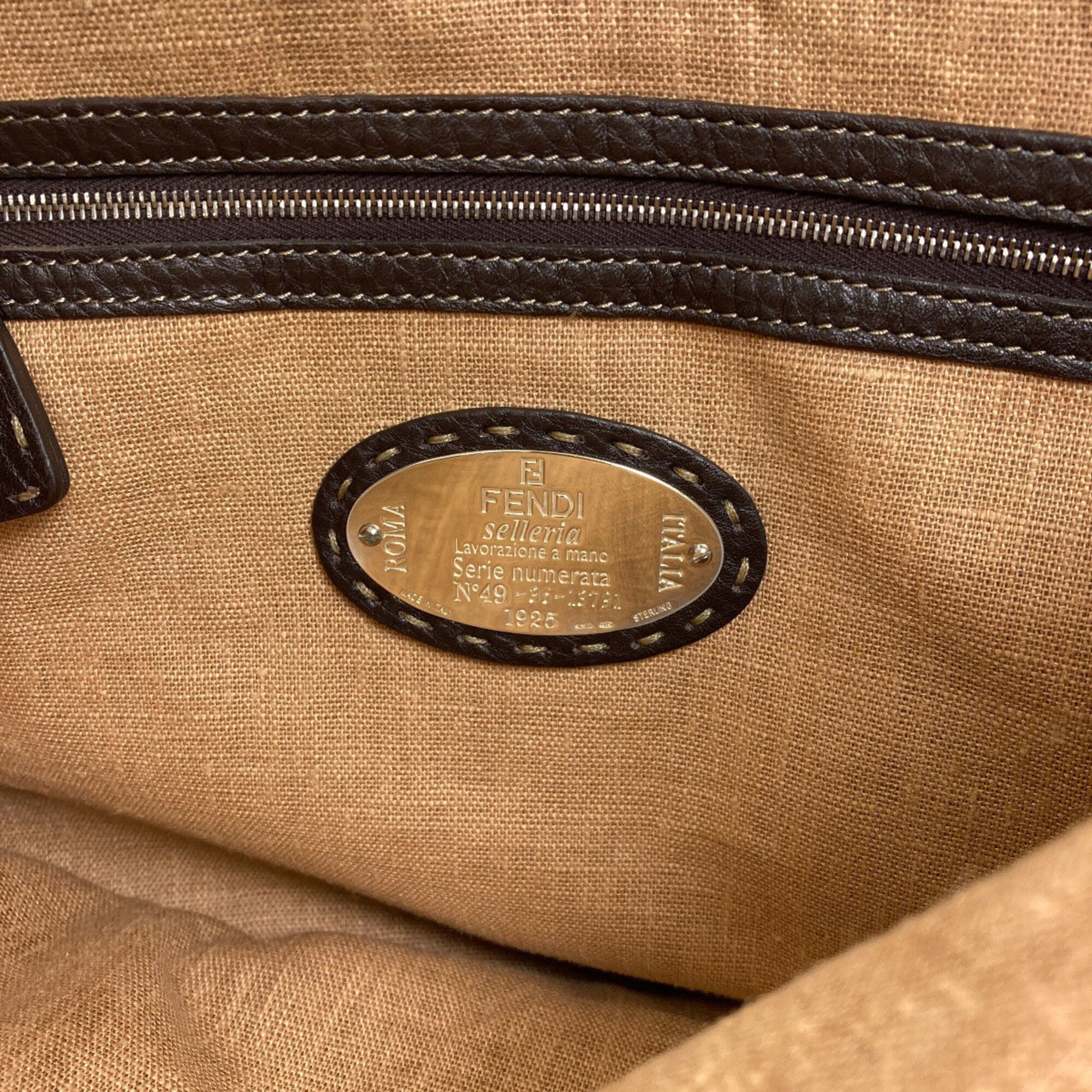 Fendi Selleria Dark Brown Leather Handbag (Pre-Owned)