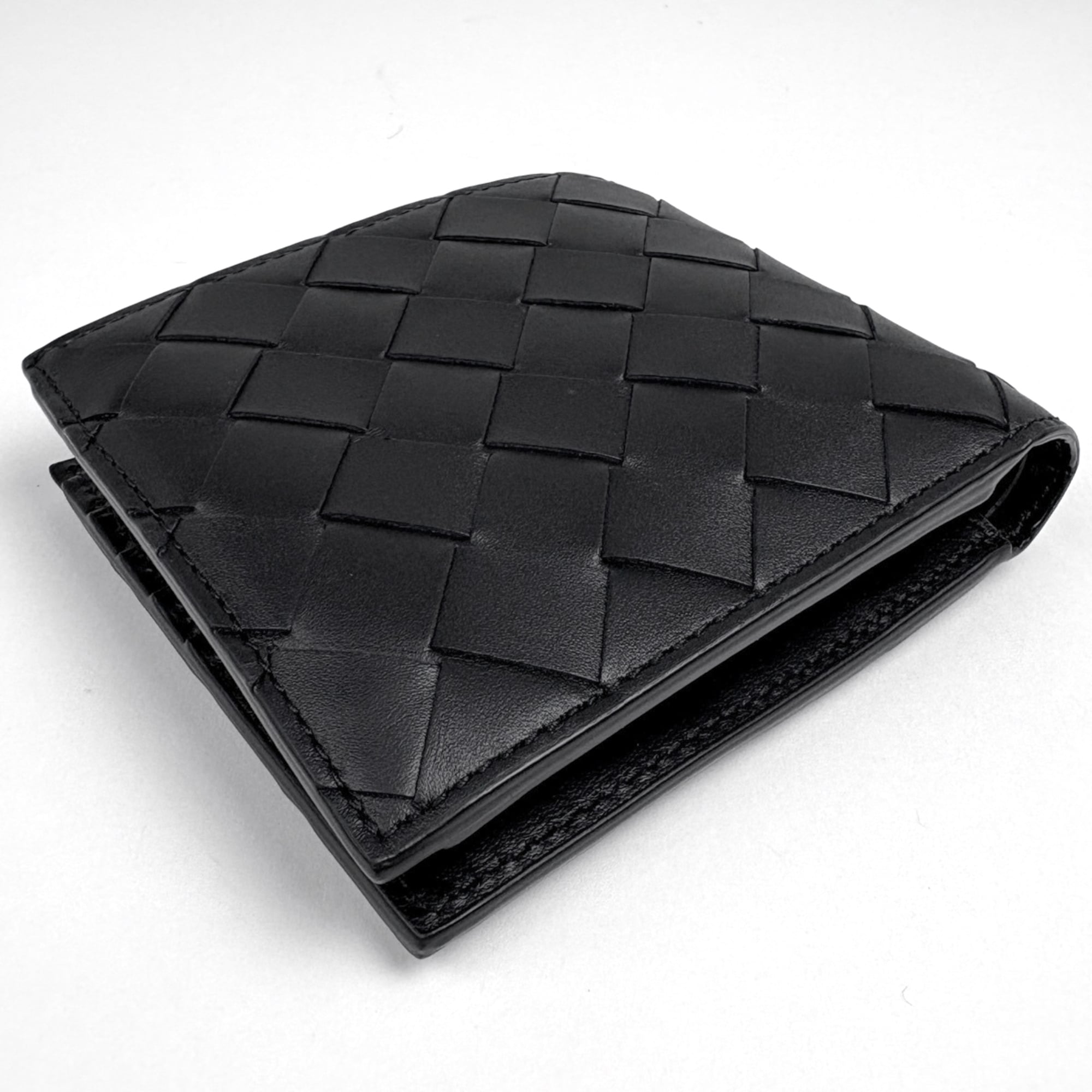 Bottega Veneta Intrecciato Black Leather Wallet (Bi-Fold) (Pre-Owned)