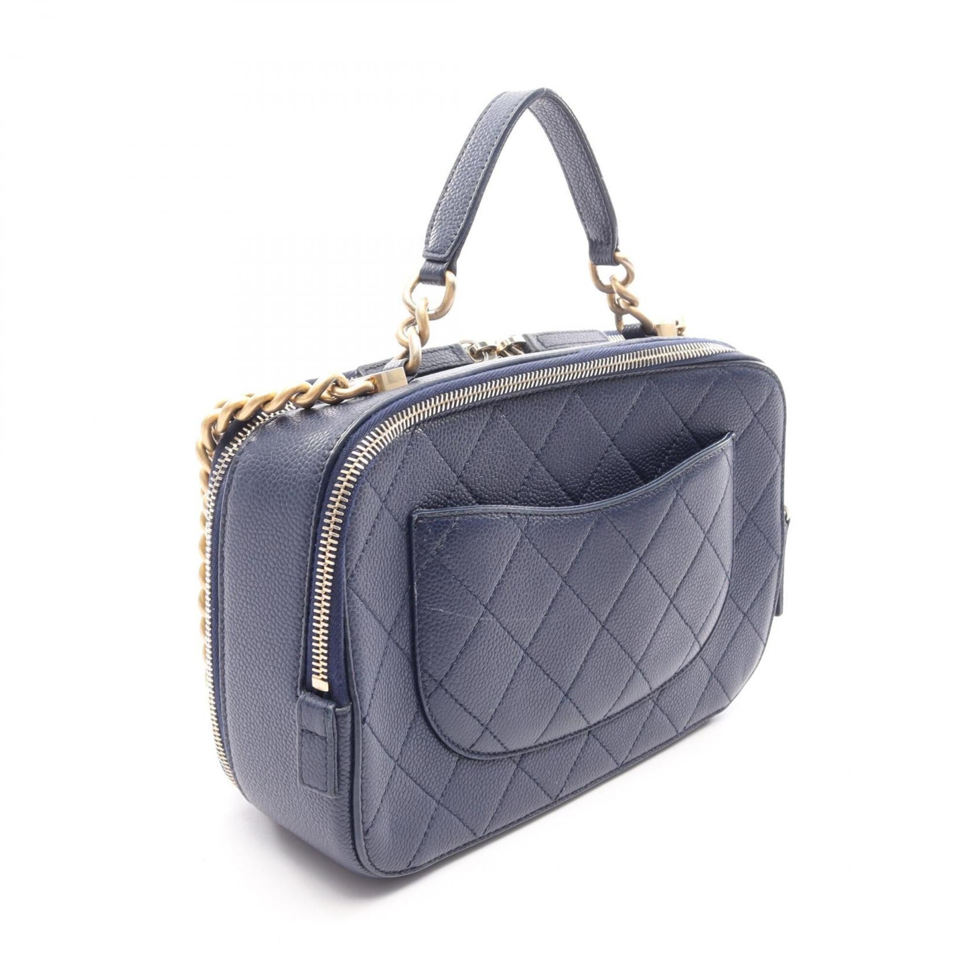 Chanel Blue Grained Calfskin Handbag Shoulder Bag (Pre-Owned)