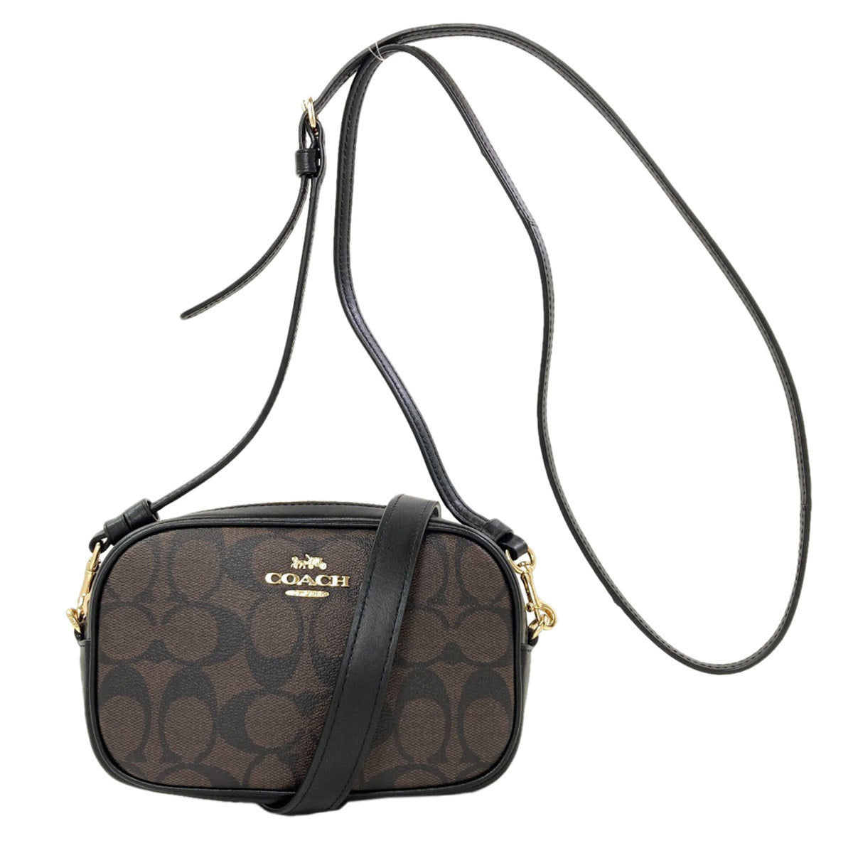 Coach Dark Brown Signature Line Pvc Shoulder Bag (Pre-Owned)