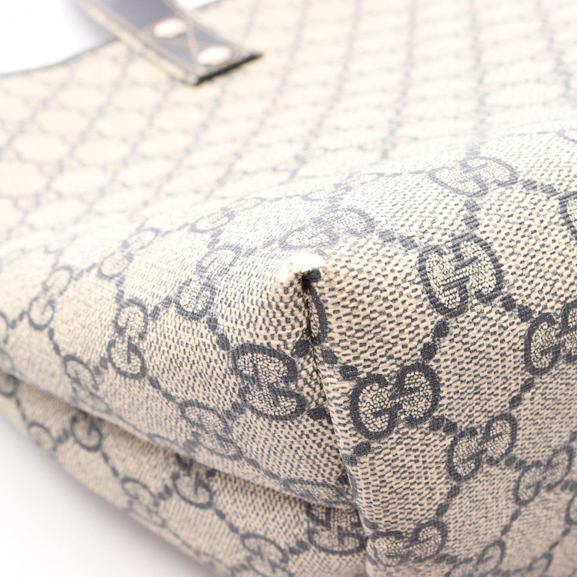 Gucci Beige Navy Gg Supreme Leather Handbag Tote Bag (Pre-Owned)
