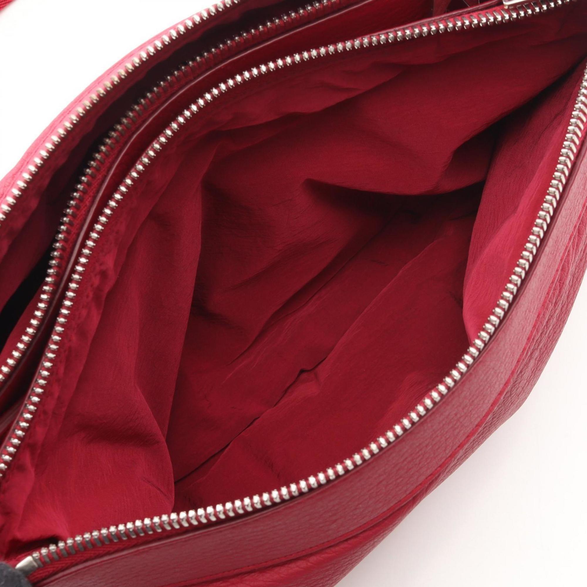 Bottega Veneta Red Color Leather Shoulder Bag (Pre-Owned)