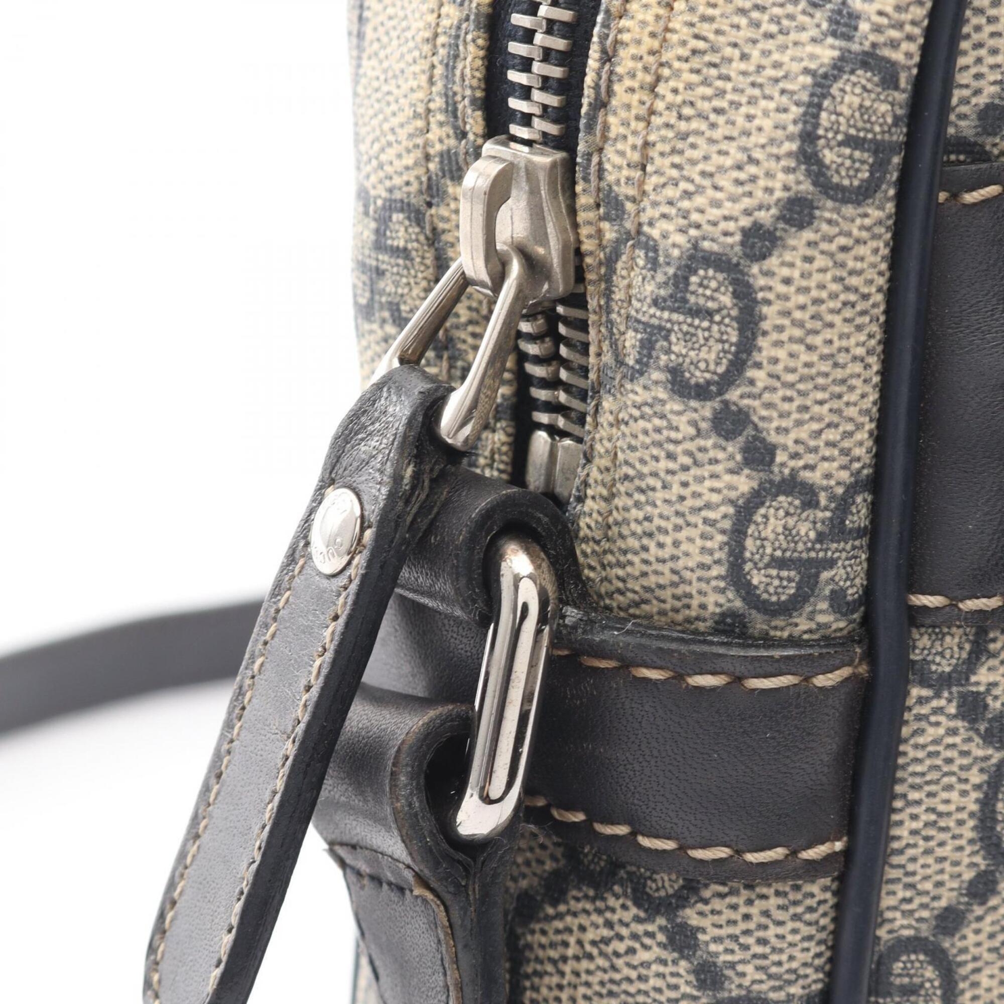 Gucci Beige Navy Gg Supreme Leather Handbag Shoulder Bag (Pre-Owned)