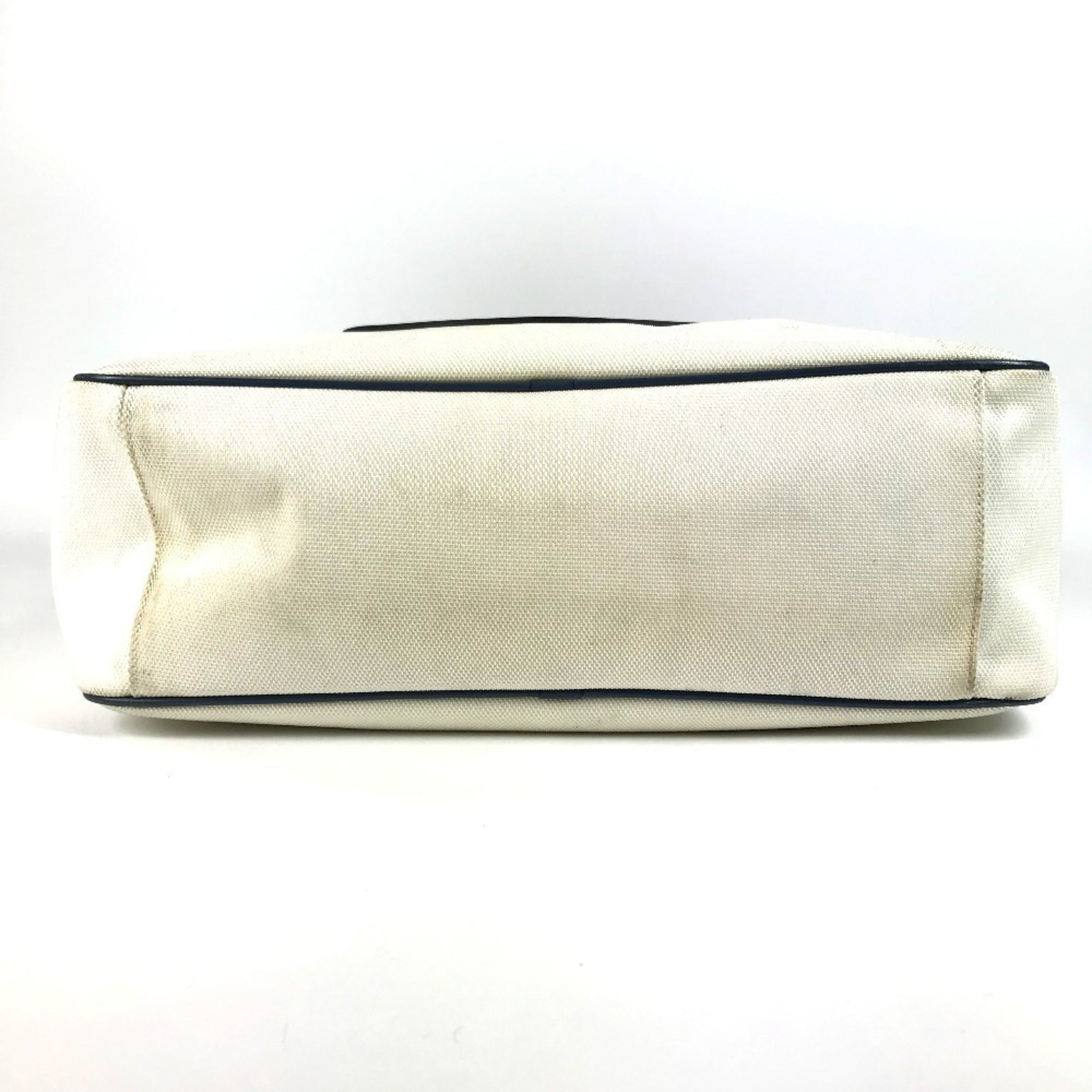 Chanel Blue White Leather Canvas Shoulder Bag Tote Bag (Pre-Owned)
