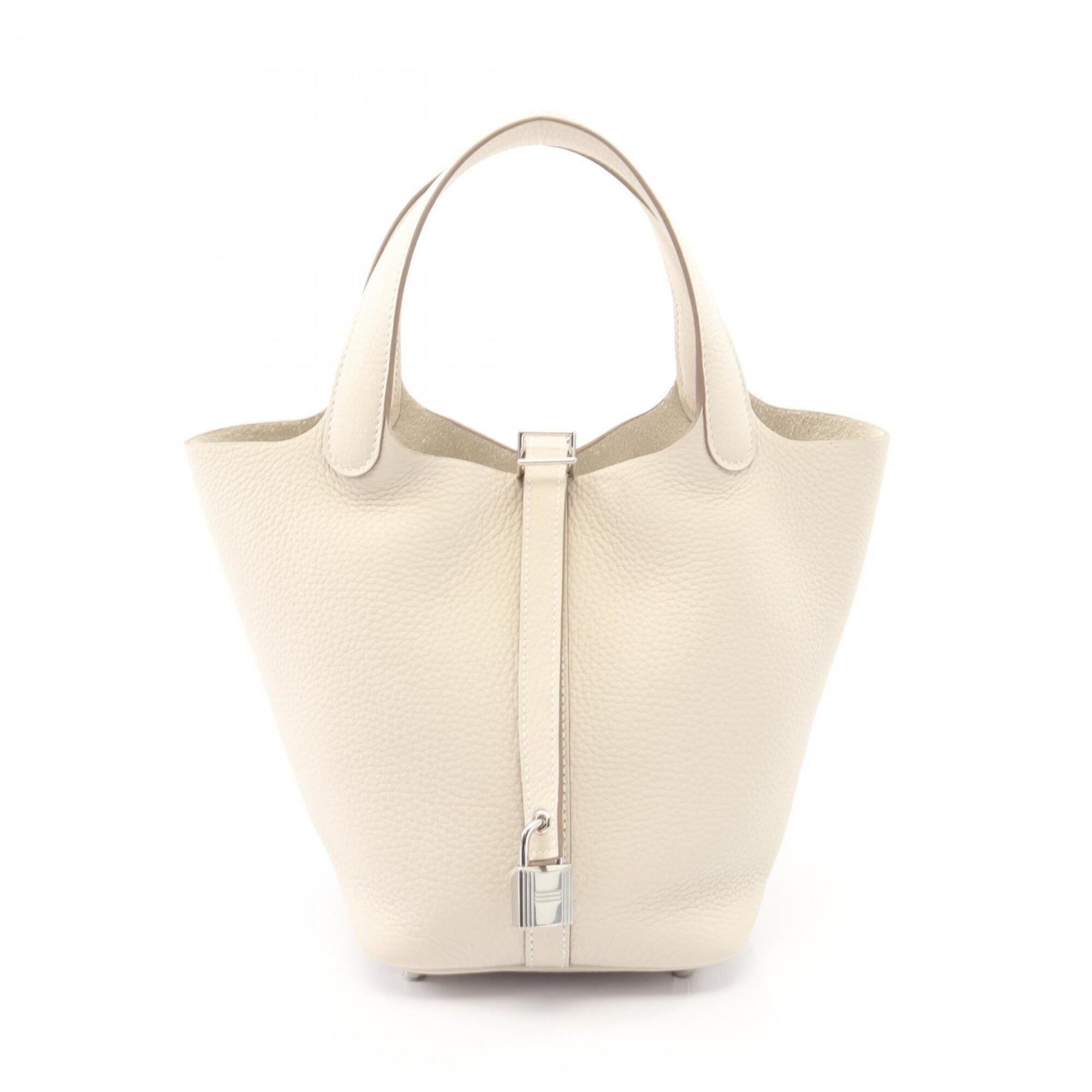 Hermes White Leather Taurillon Clemence Leather Handbag (Pre-Owned)