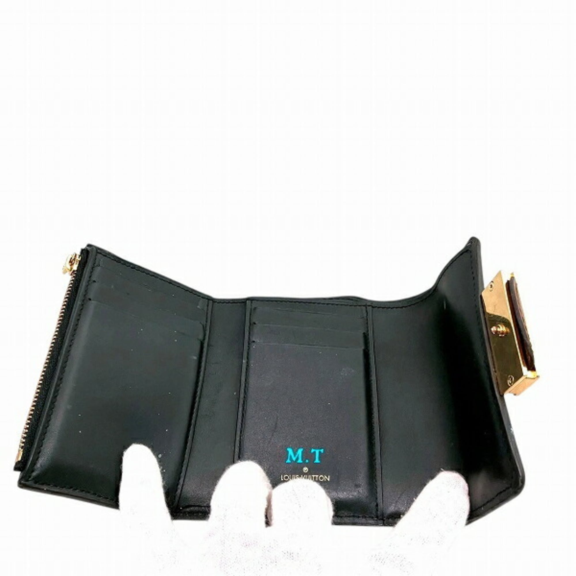 Louis Vuitton Monogram Reverse Brown Leather Wallet (Tri-Fold) (Pre-Owned)