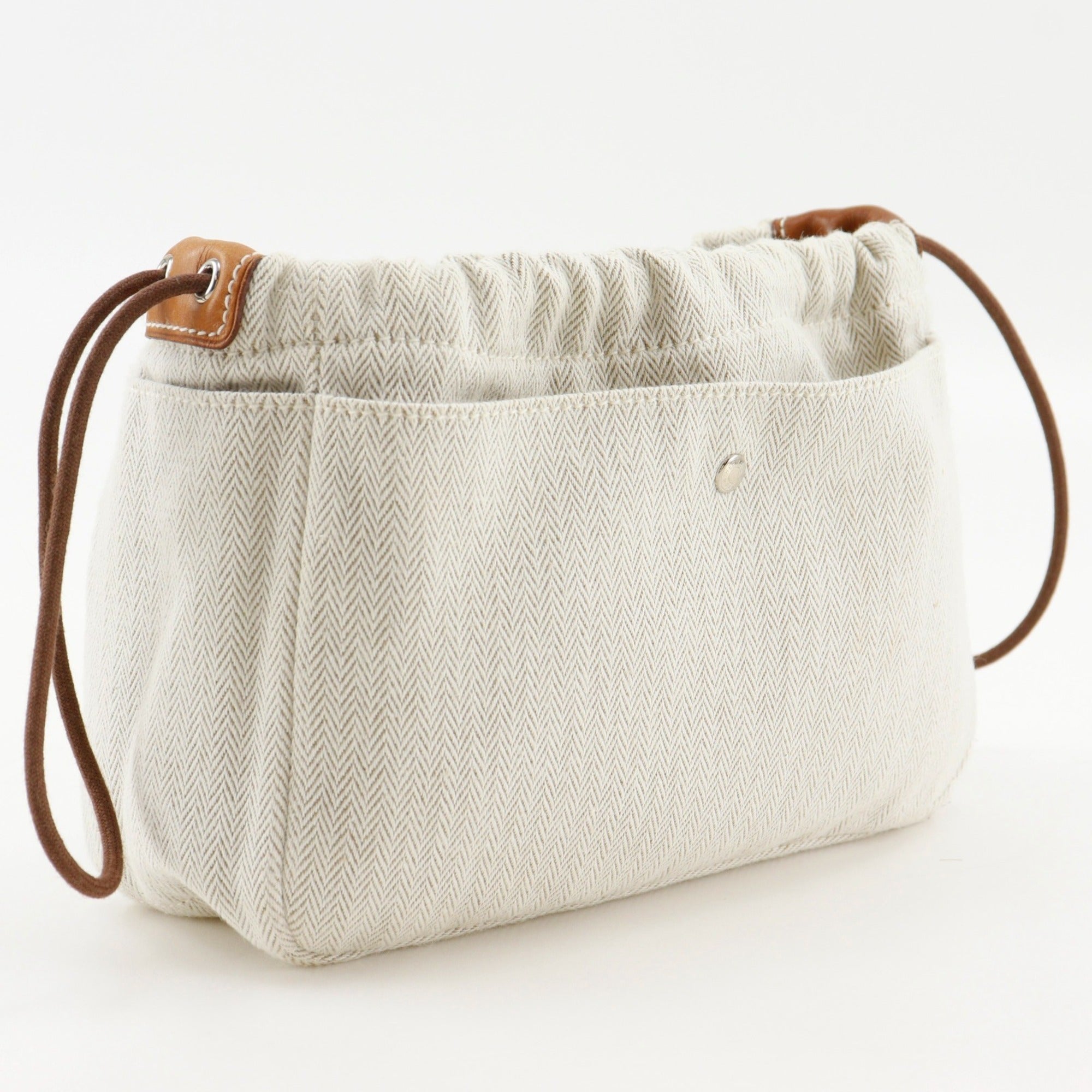 Hermes Beige Toile Chevron Pouch (Pre-Owned)