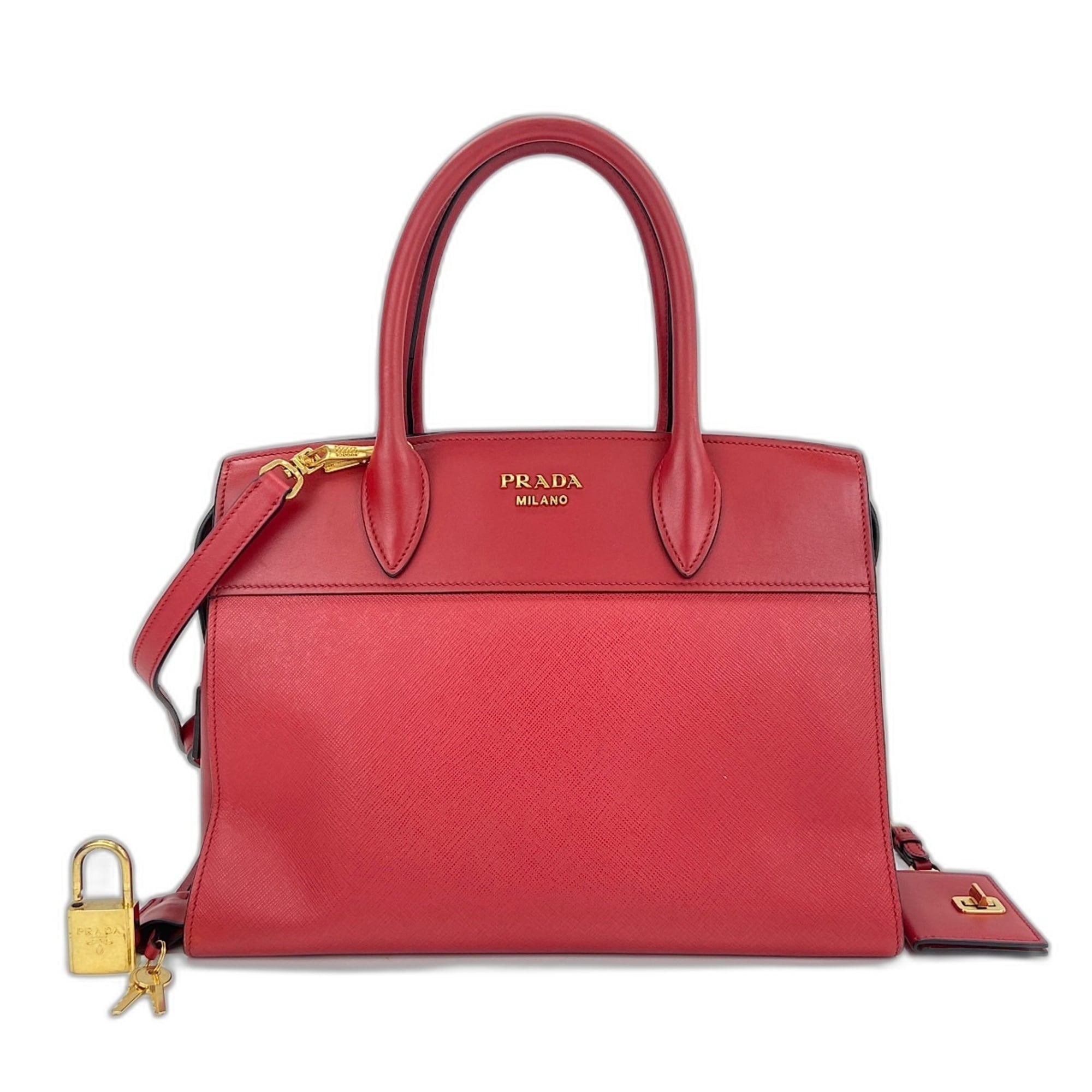 Prada Red Color Leather Handbag (Pre-Owned)