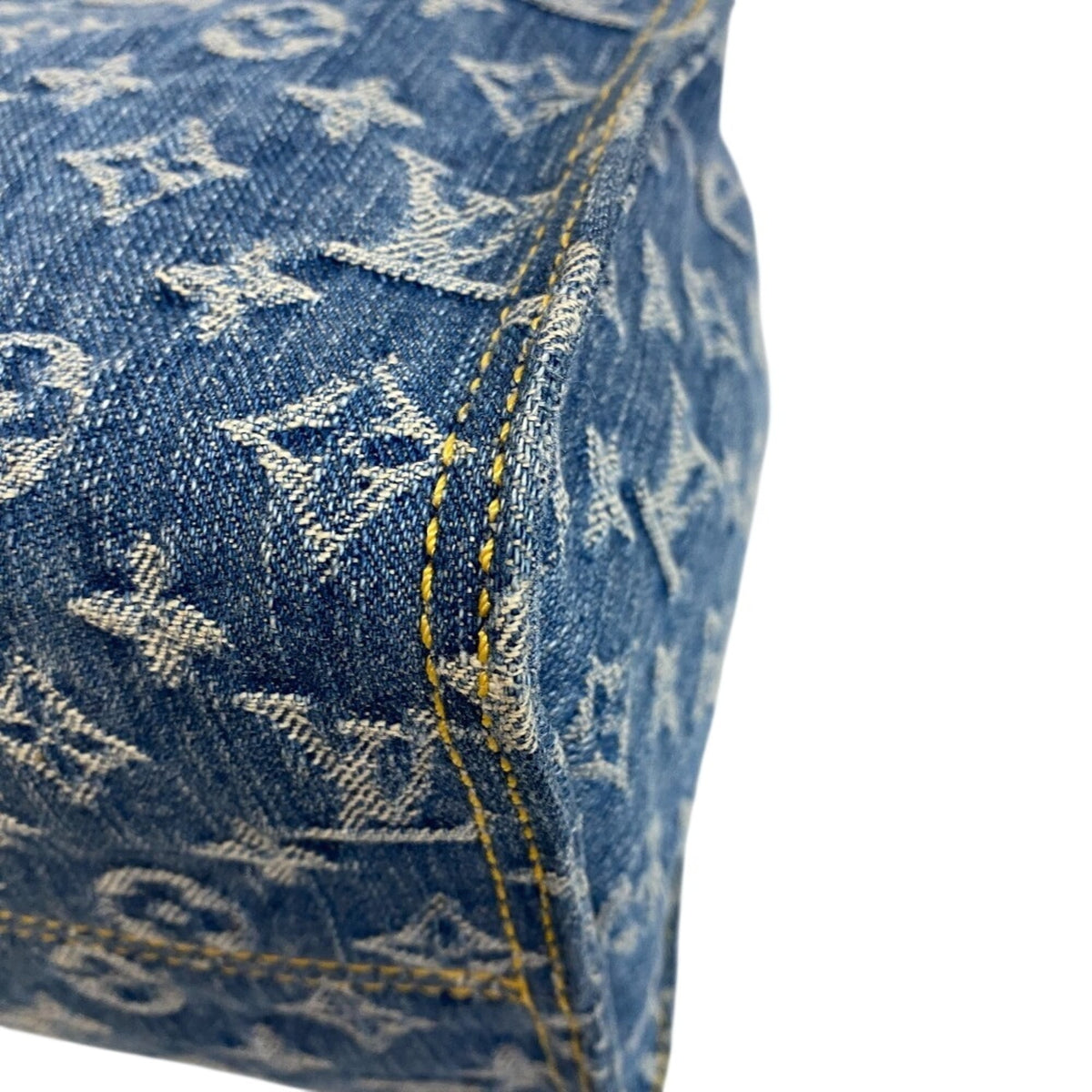 Louis Vuitton Blue Monogram Denim Leather Shoulder Bag Tote Bag (Pre-Owned)