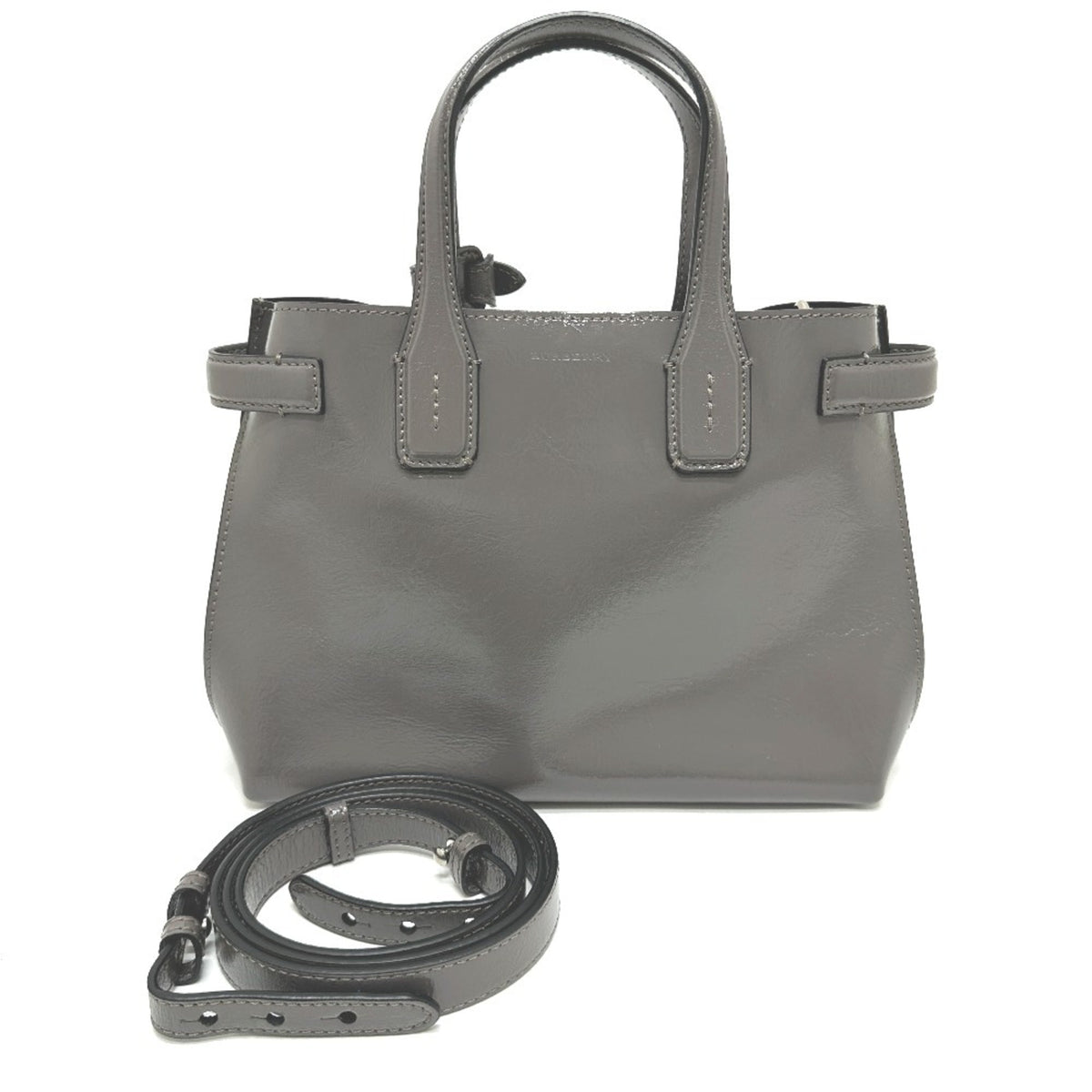Burberry Gray Elastane Leather Handbag Shoulder Bag (Pre-Owned)