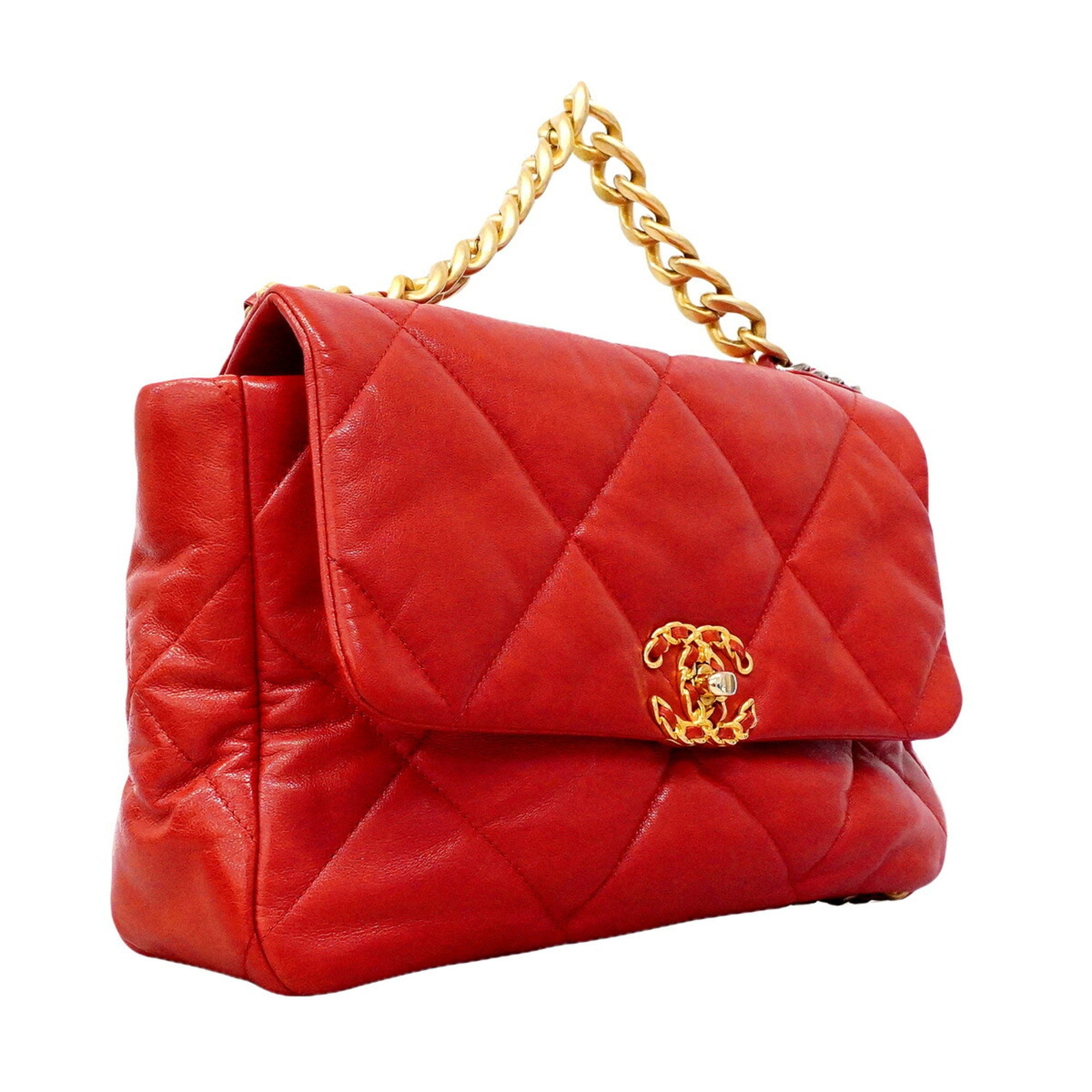 Chanel Red Color Leather Handbag (Pre-Owned)