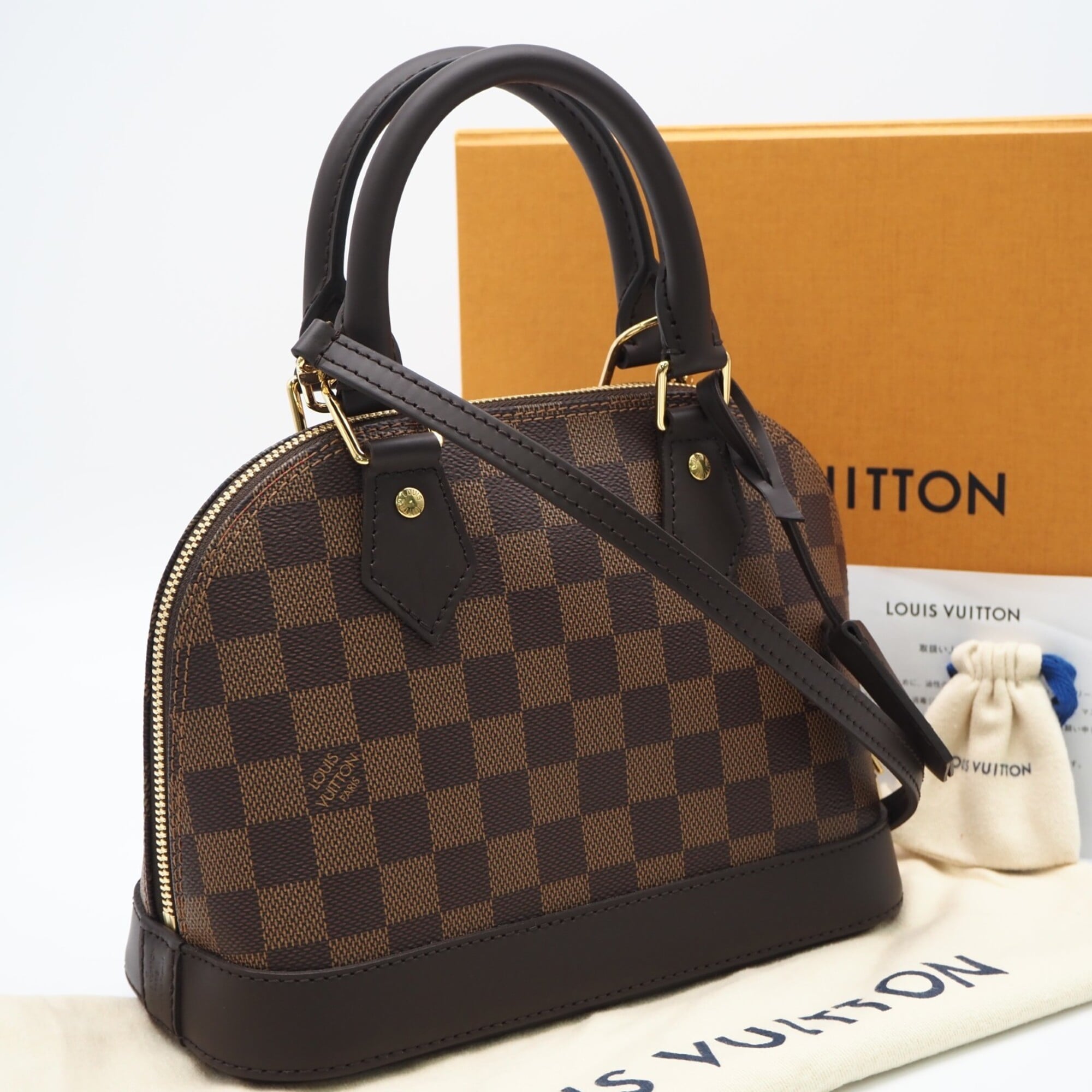 Louis Vuitton Damier Beige Brown Coated Canvas Leather Handbag (Pre-Owned)