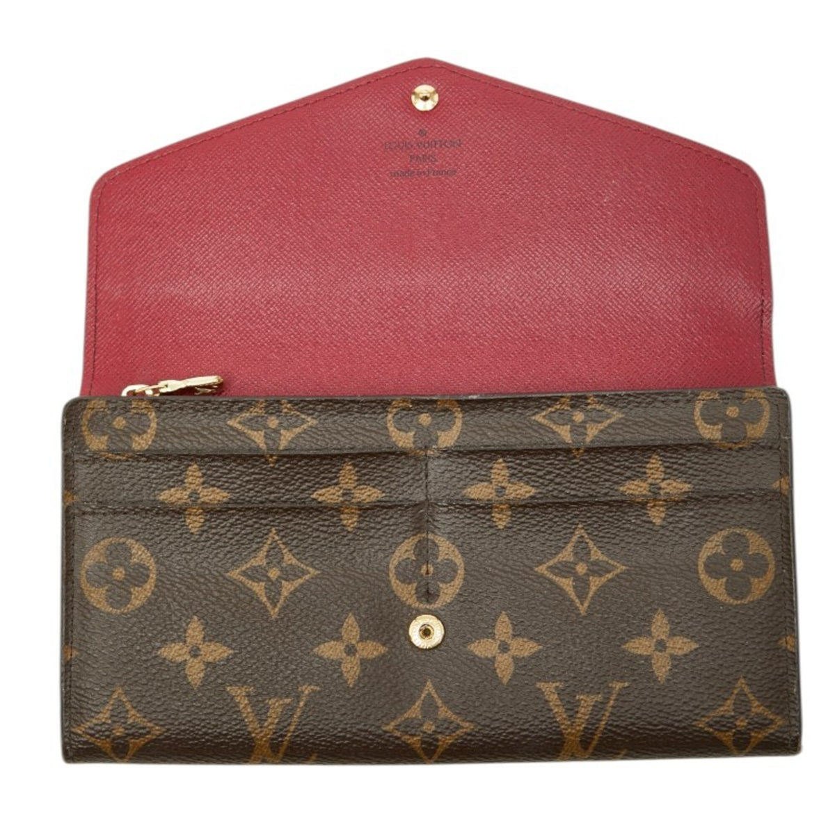 Louis Vuitton Monogram Brown Fuchsia Pvc Leather Long Wallet (Bi-Fold) (Pre-Owned)