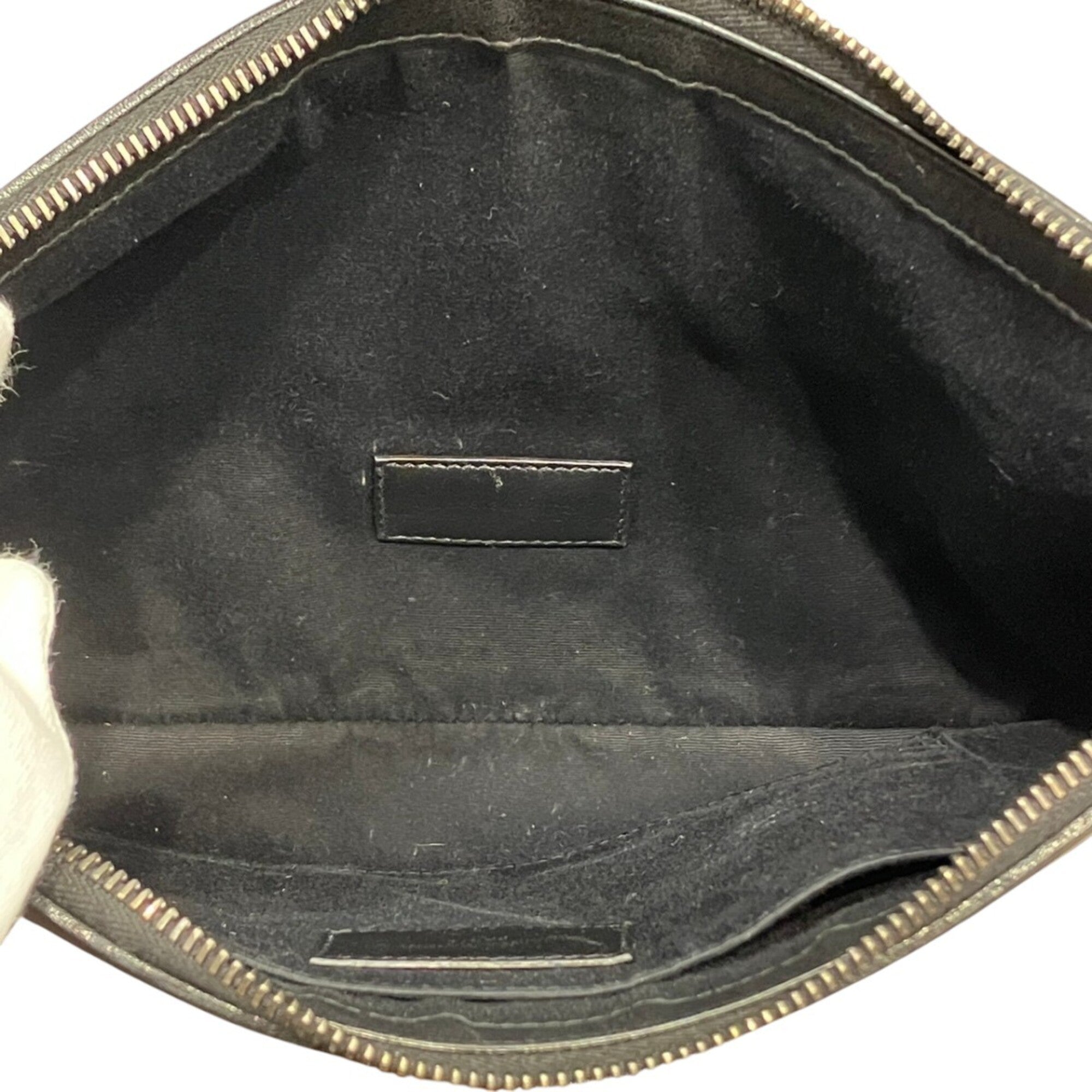 Yves Saint Laurent Black Canvas Leather Clutch Bag (Pre-Owned)