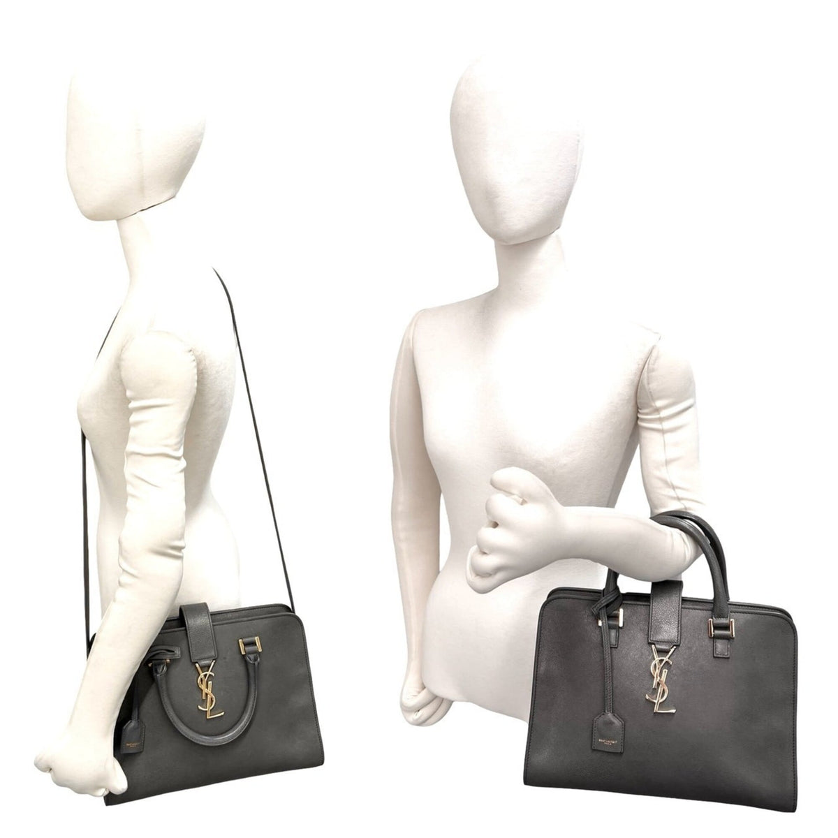 Yves Saint Laurent Gray Leather Handbag Shoulder Bag (Pre-Owned)