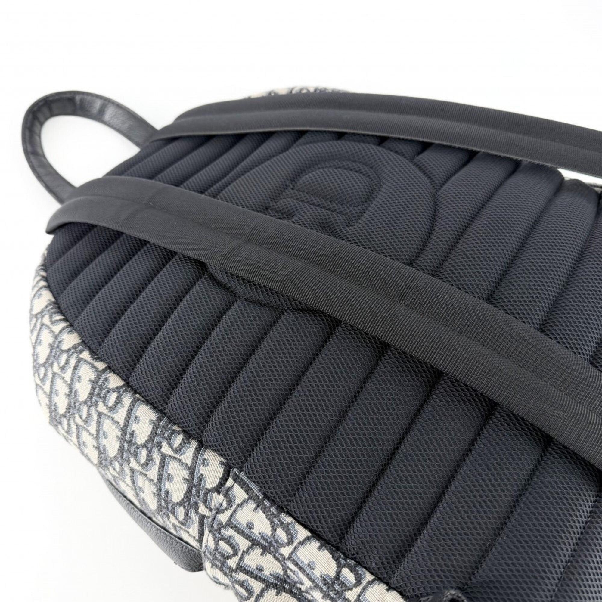Christian Dior Beige Black Navy Canvas Leather Backpack (Pre-Owned)