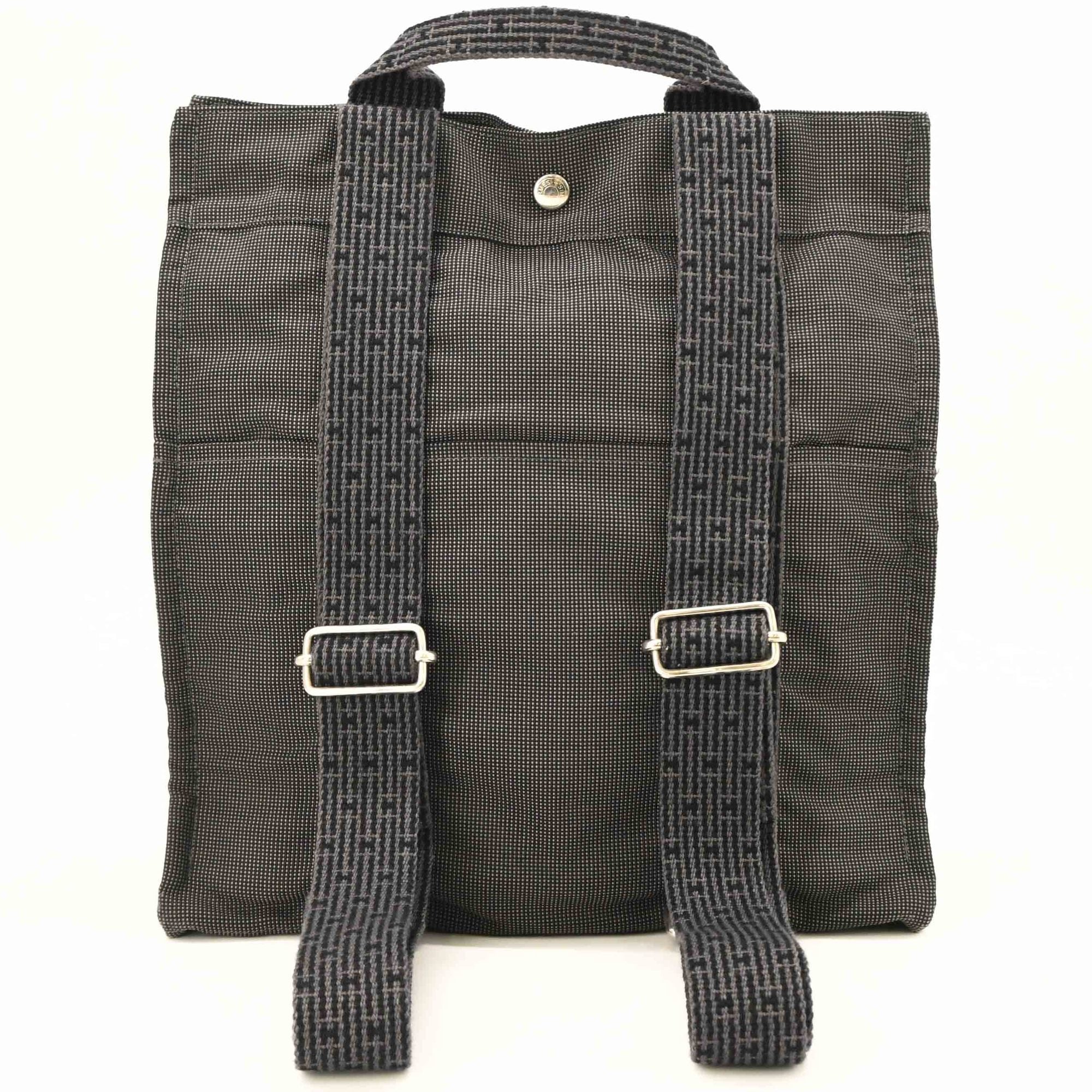 Hermes Her Line Gray Nylon Canvas Backpack (Pre-Owned)
