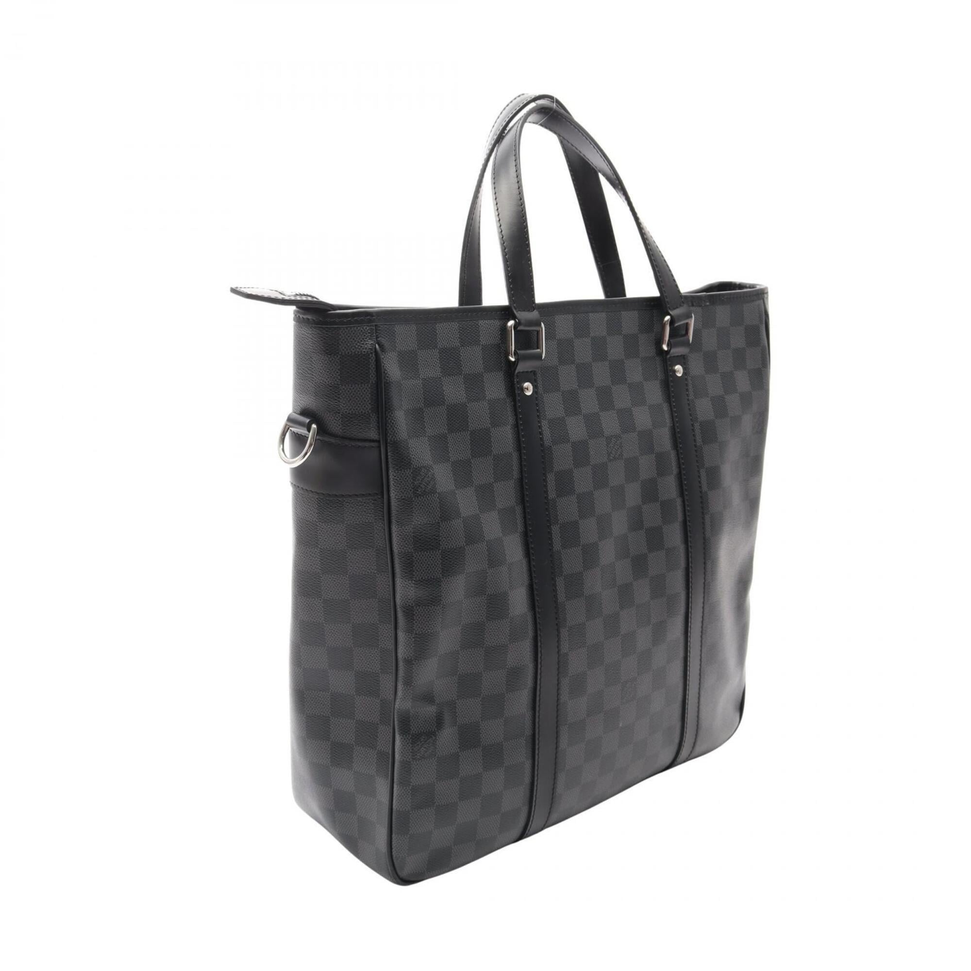 Louis Vuitton Black Coated Canvas Leather Handbag Tote Bag (Pre-Owned)