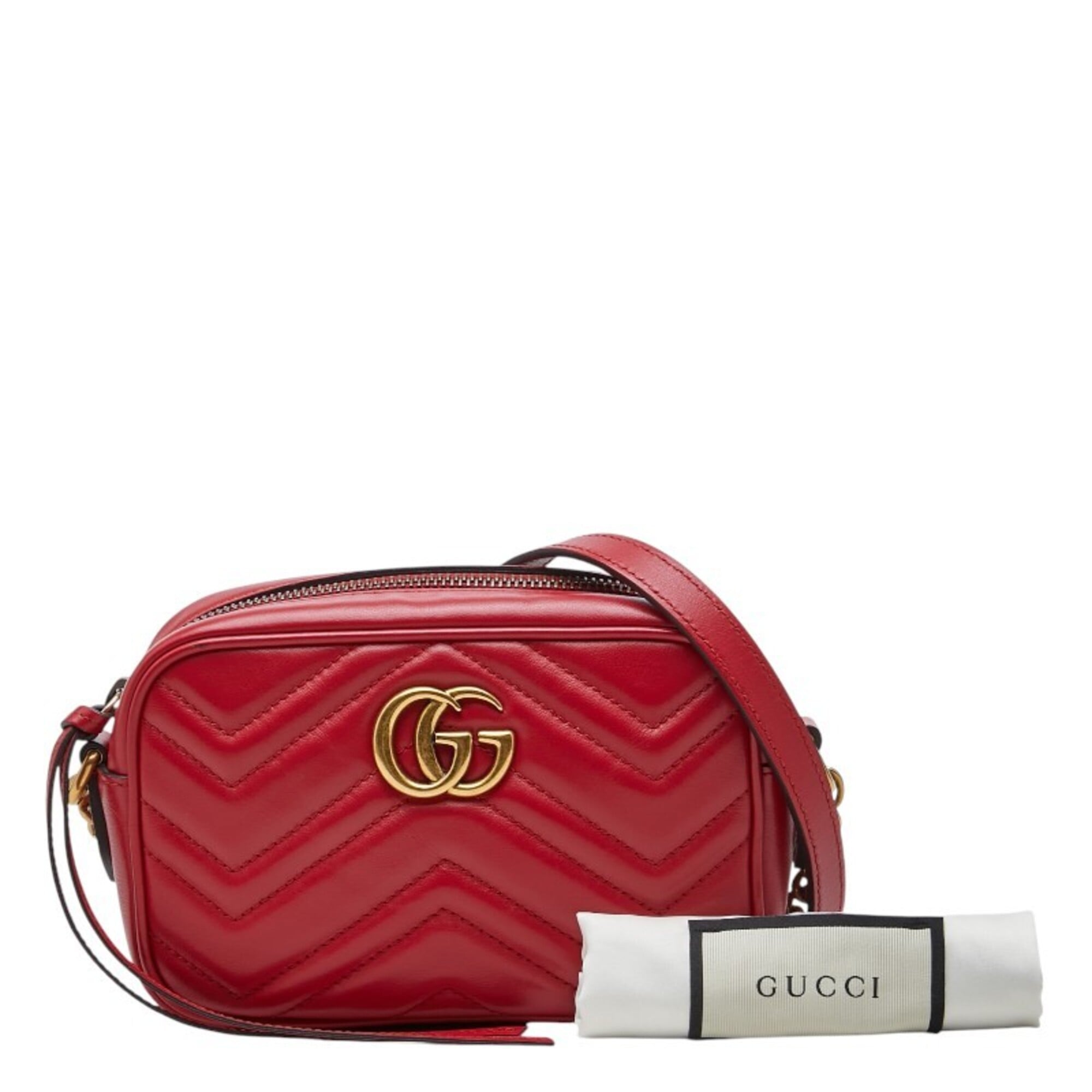 Gucci Red Color Leather Shoulder Bag (Pre-Owned)