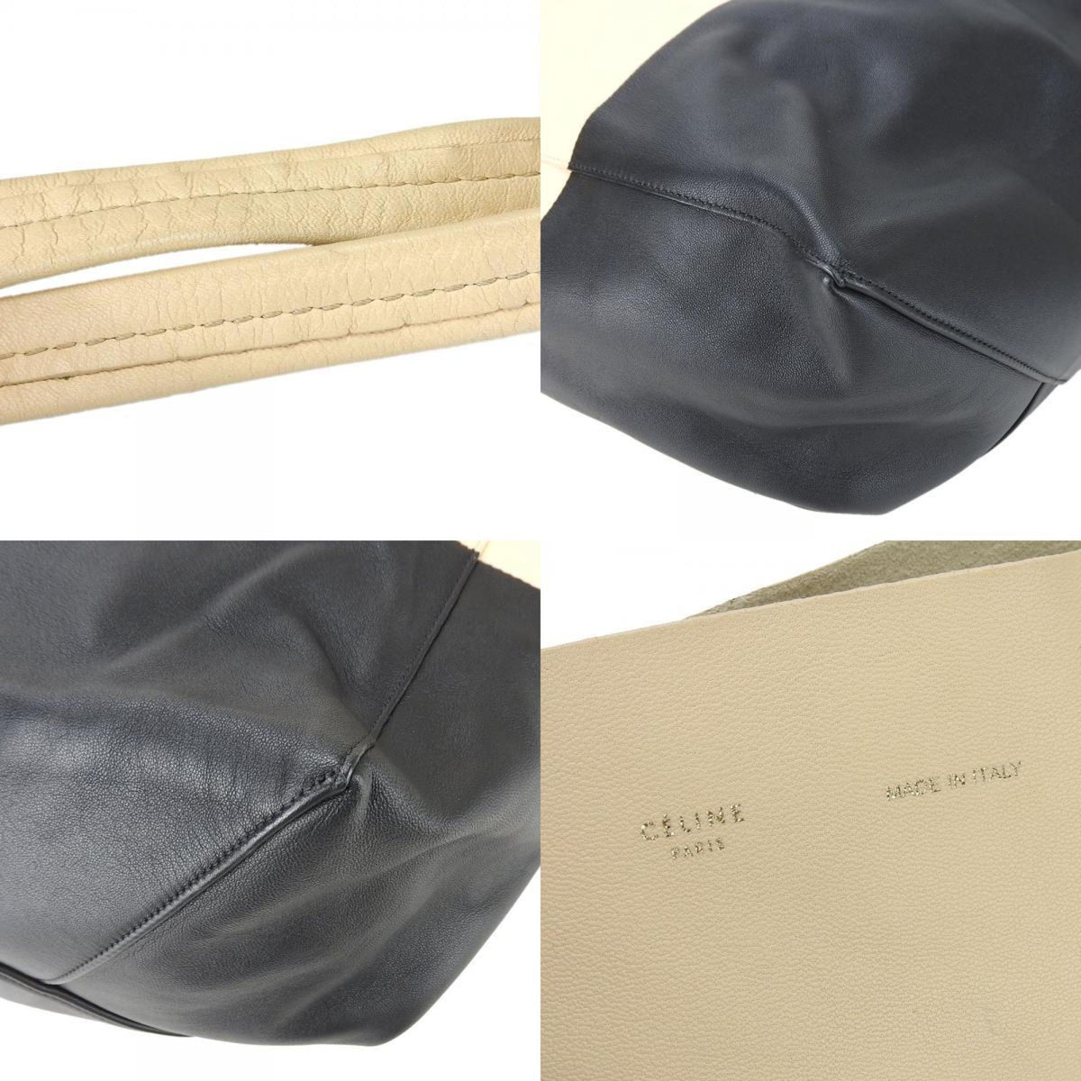 Celine Beige Black Leather Tote Bag (Pre-Owned)