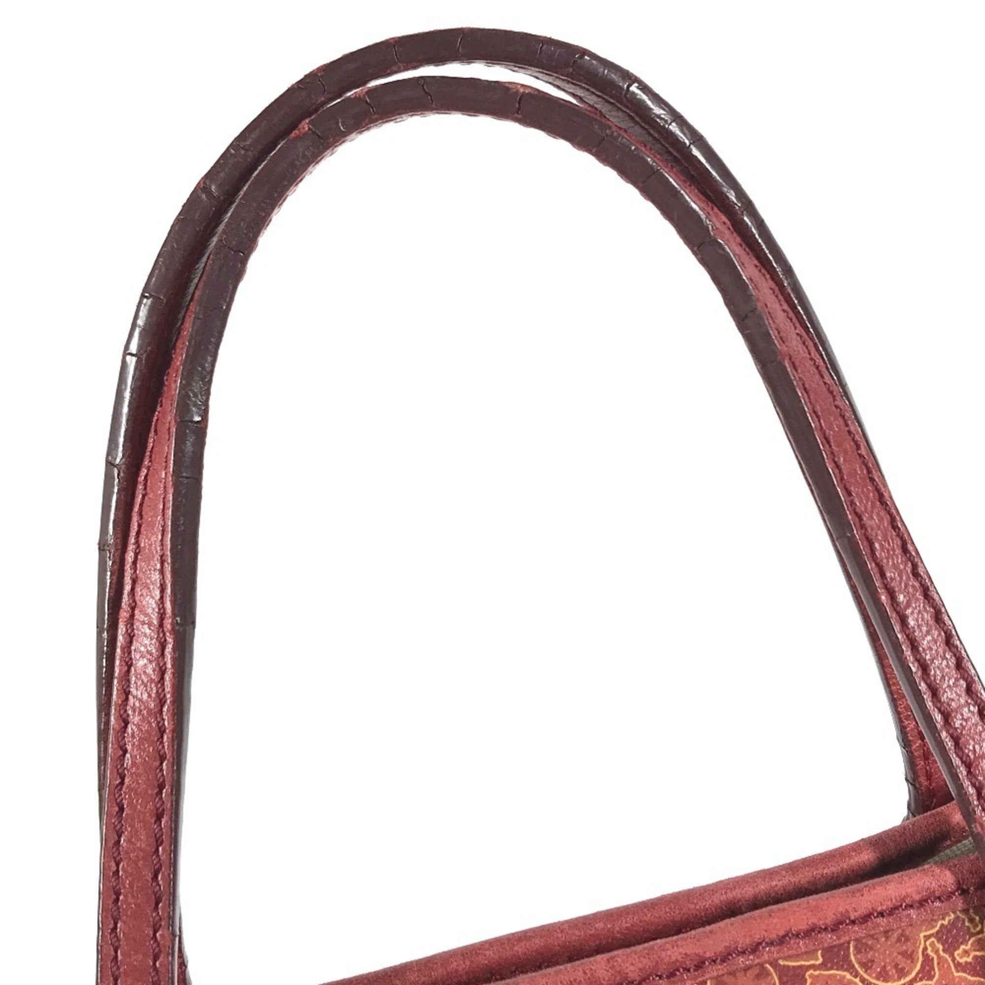 Celine Red Color Leather Coated Canvas Shoulder Bag Tote Bag (Pre-Owned)