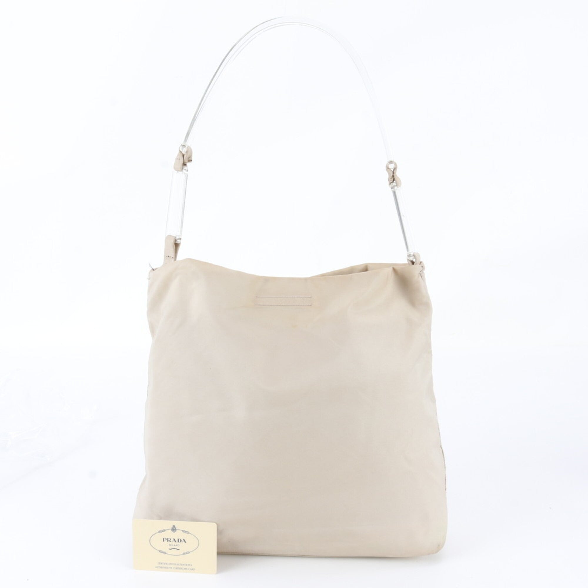 Prada Beige Leather Nylon Shoulder Bag (Pre-Owned)
