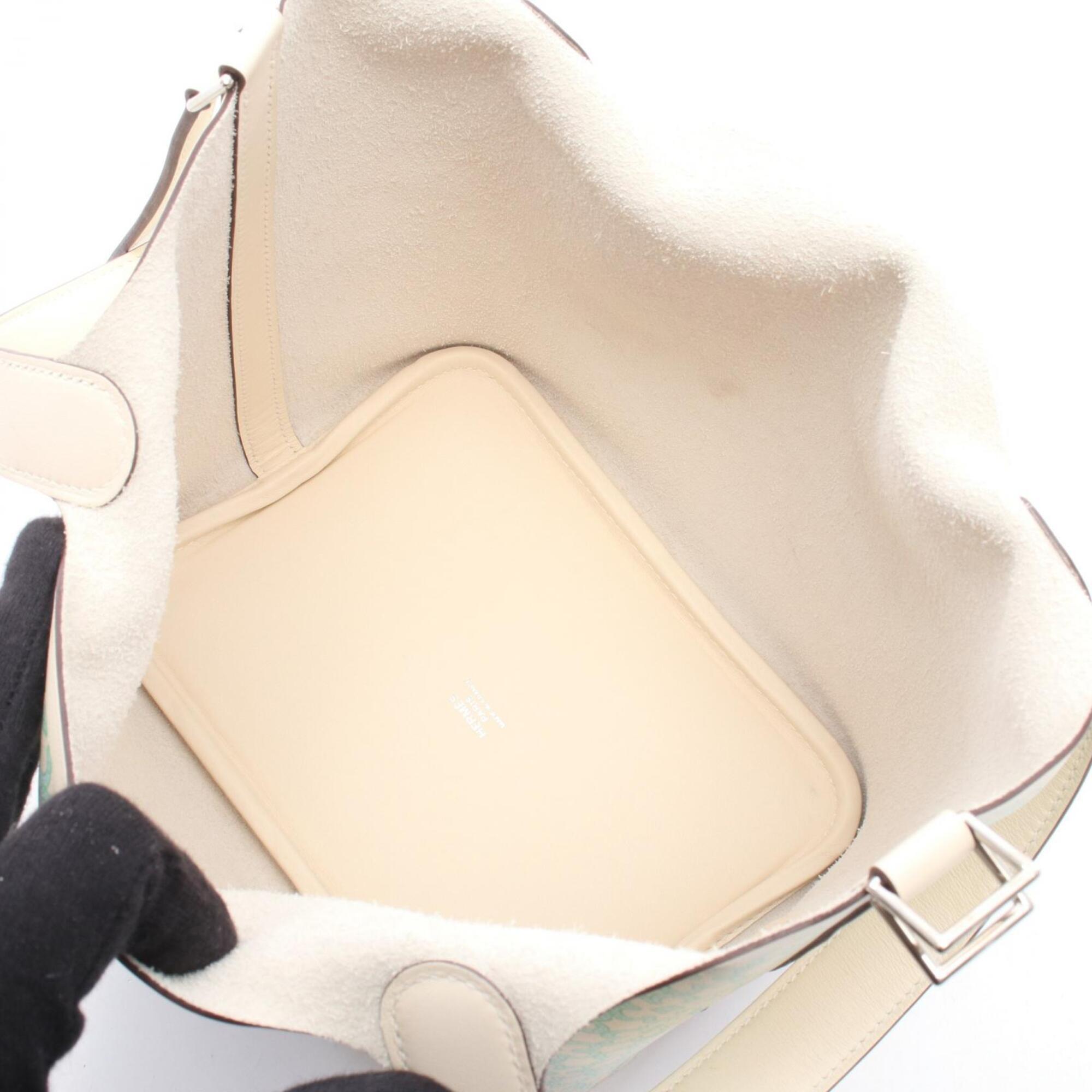 Hermes Blue Green Ivory Swift Leather Leather Handbag (Pre-Owned)