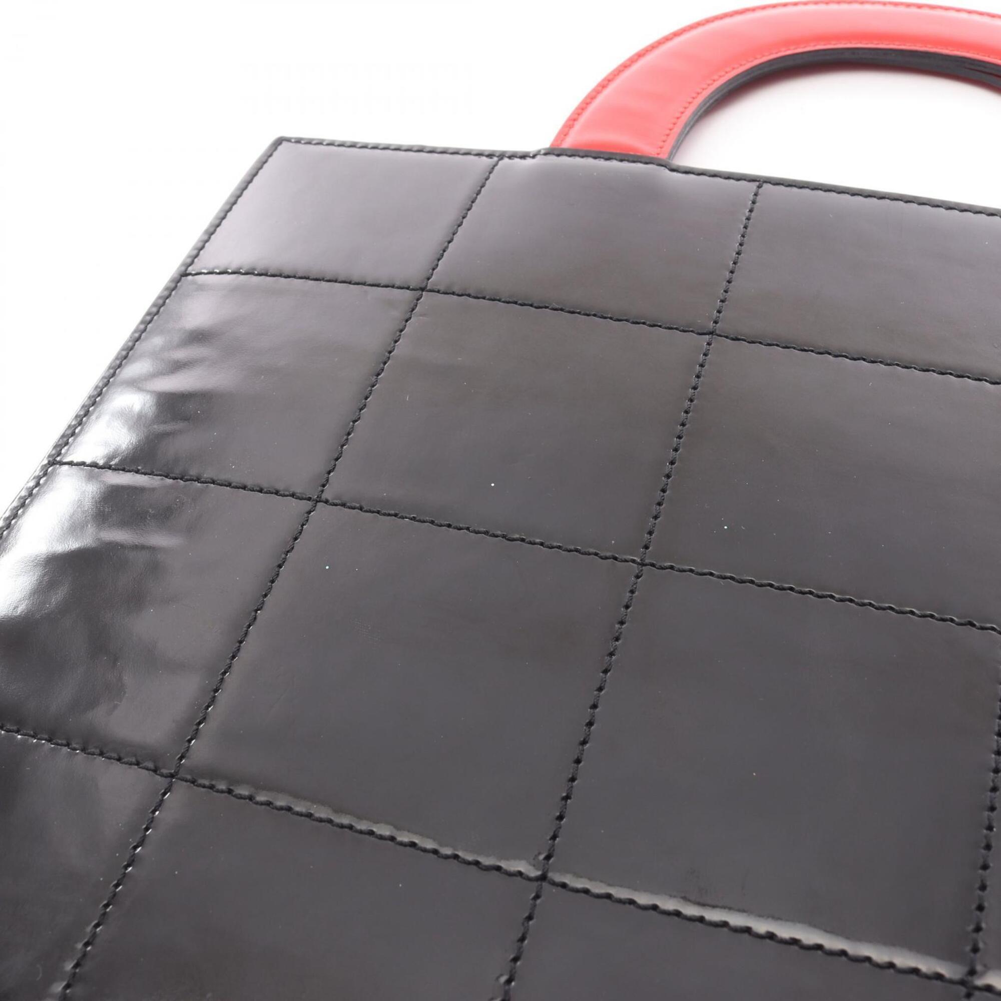 Chanel Black Multi-Color Patent Leather Leather Handbag Tote Bag (Pre-Owned)