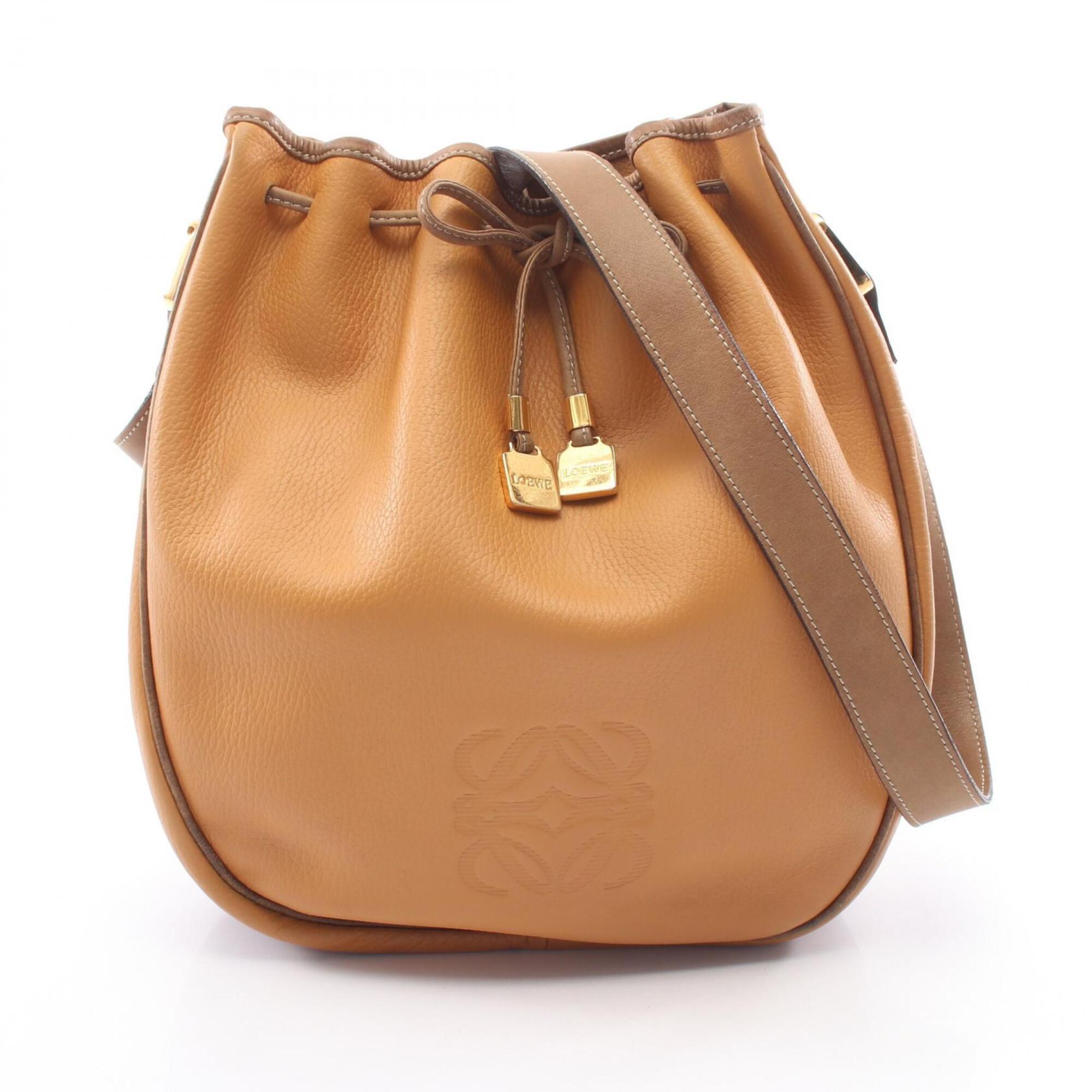 Loewe Brown Orange Leather Handbag Shoulder Bag (Pre-Owned)
