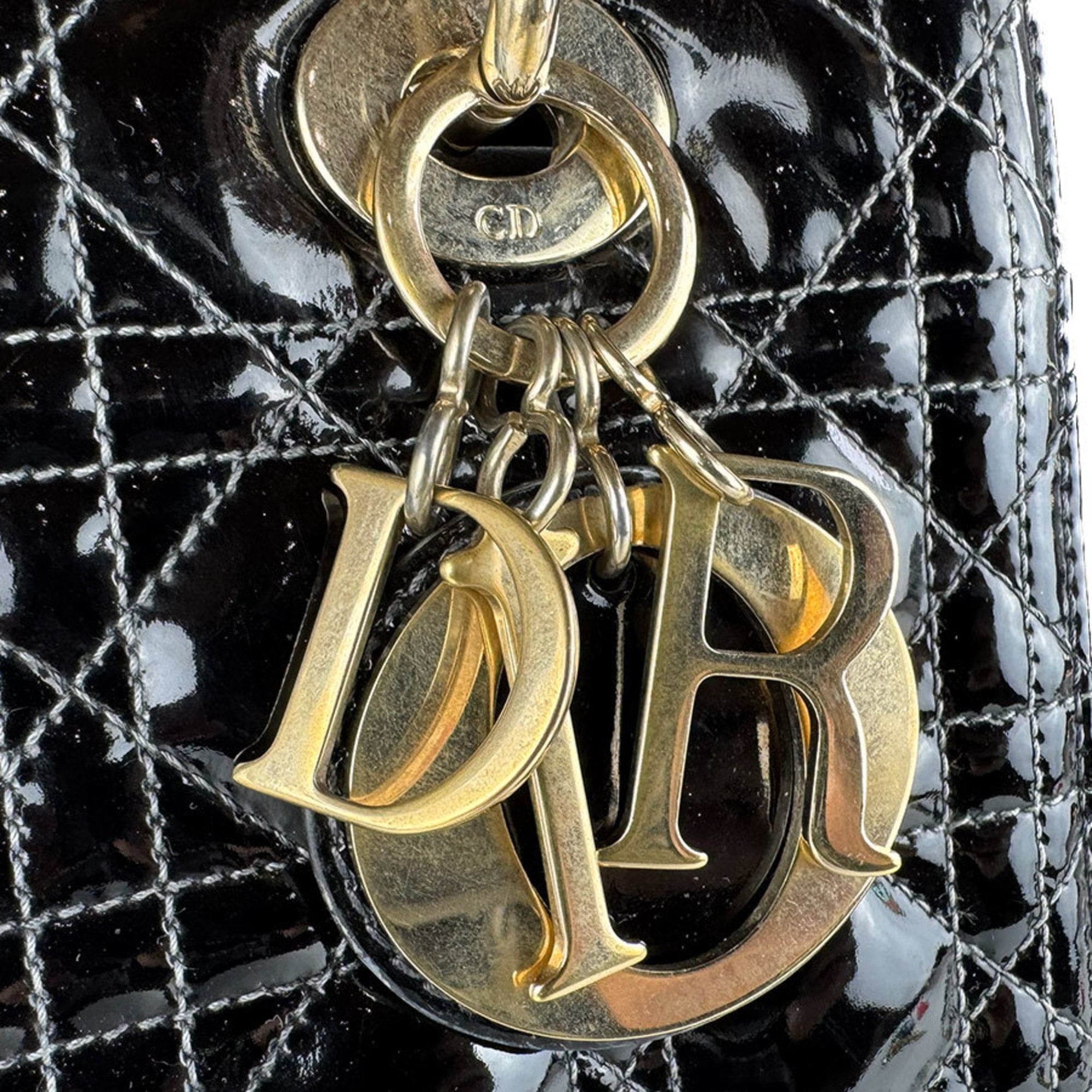 Christian Dior Black Patent Leather Handbag Shoulder Bag (Pre-Owned)
