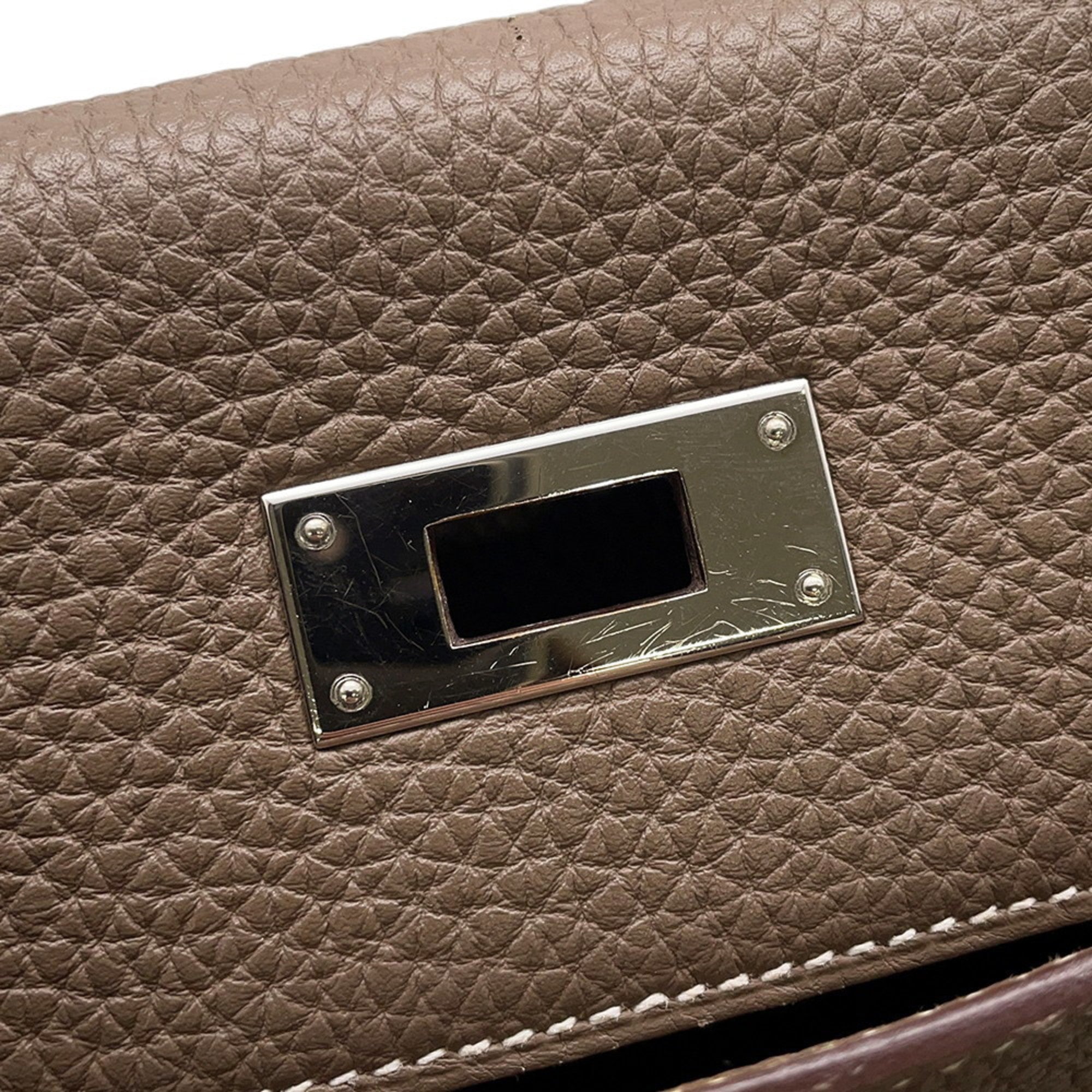 Hermes Kelly Etoupe Gray Togo Leather Handbag (Pre-Owned)