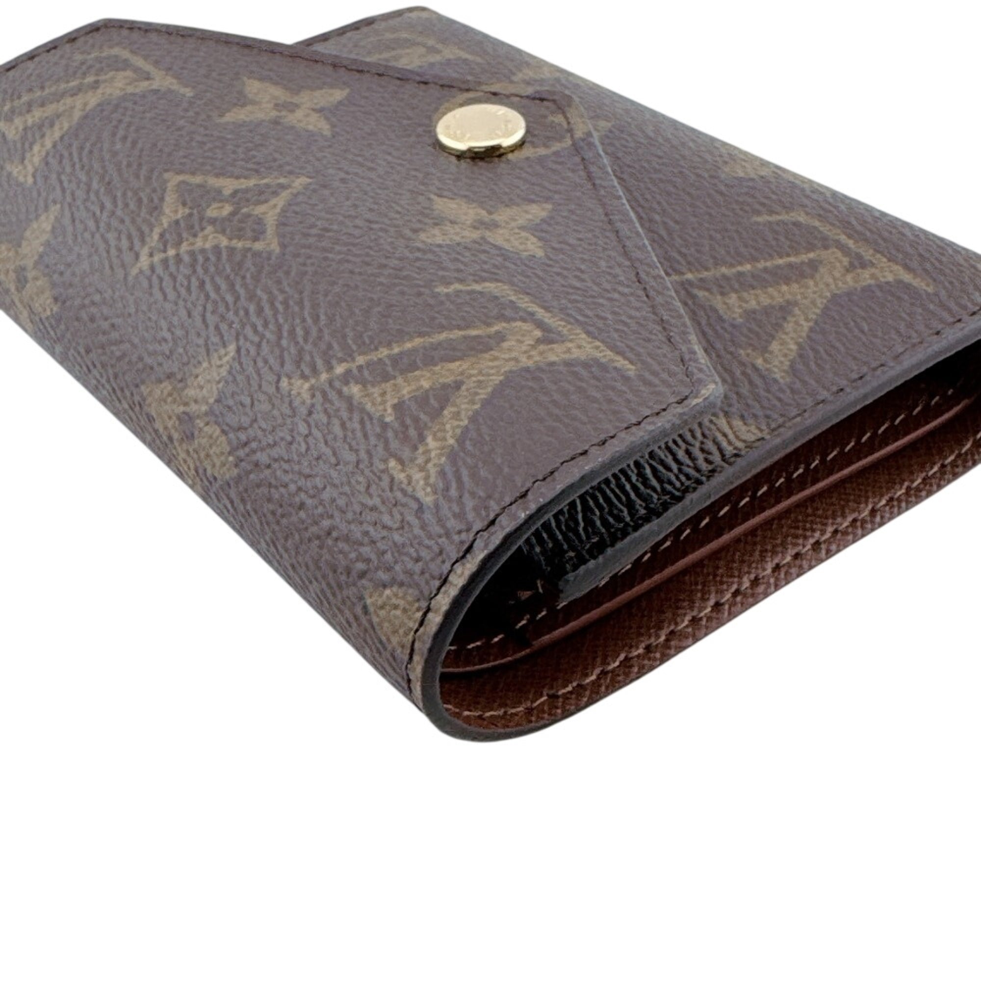 Louis Vuitton Monogram Brown Leather Wallet (Tri-Fold) (Pre-Owned)
