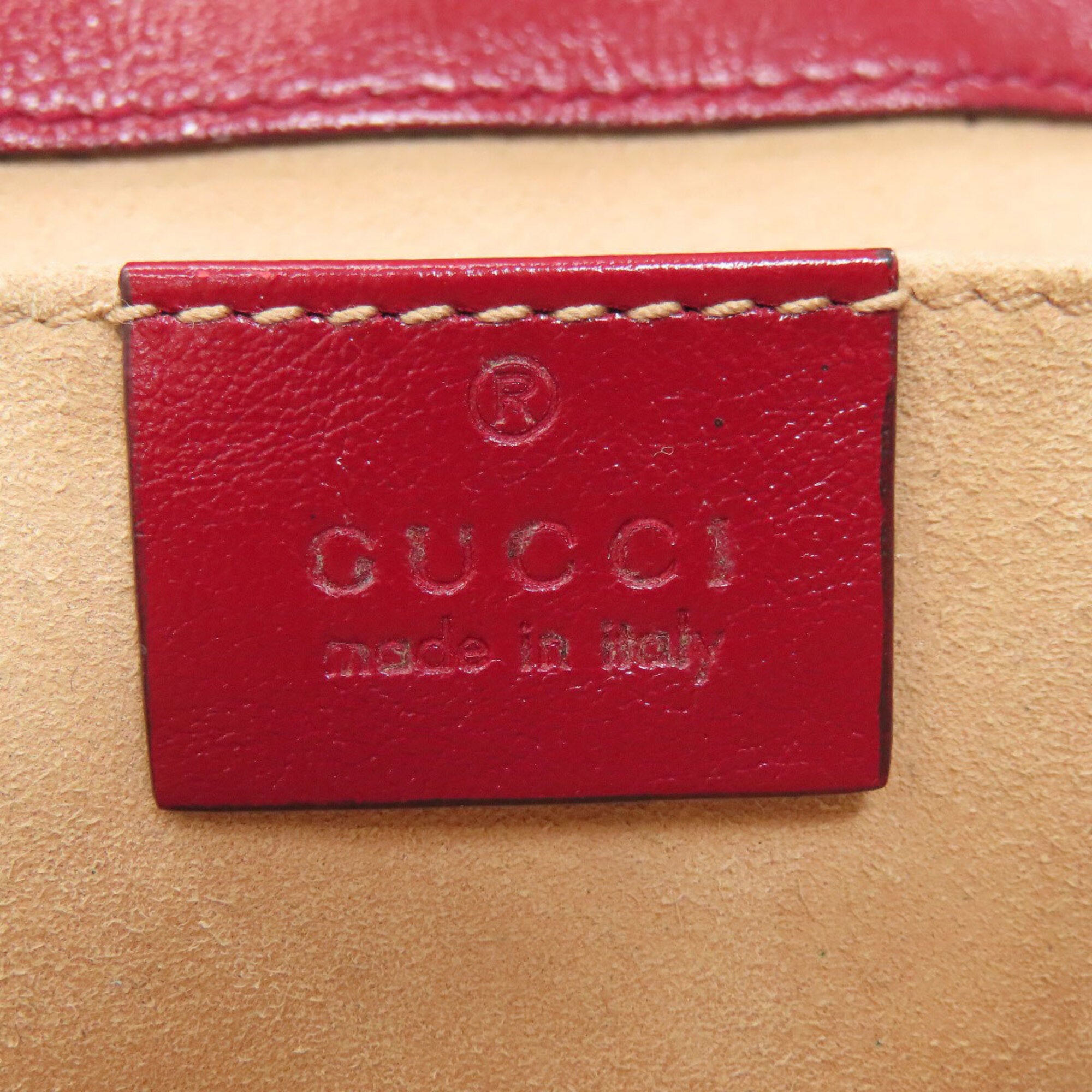 Gucci Red Color Canvas Leather Shoulder Bag (Pre-Owned)