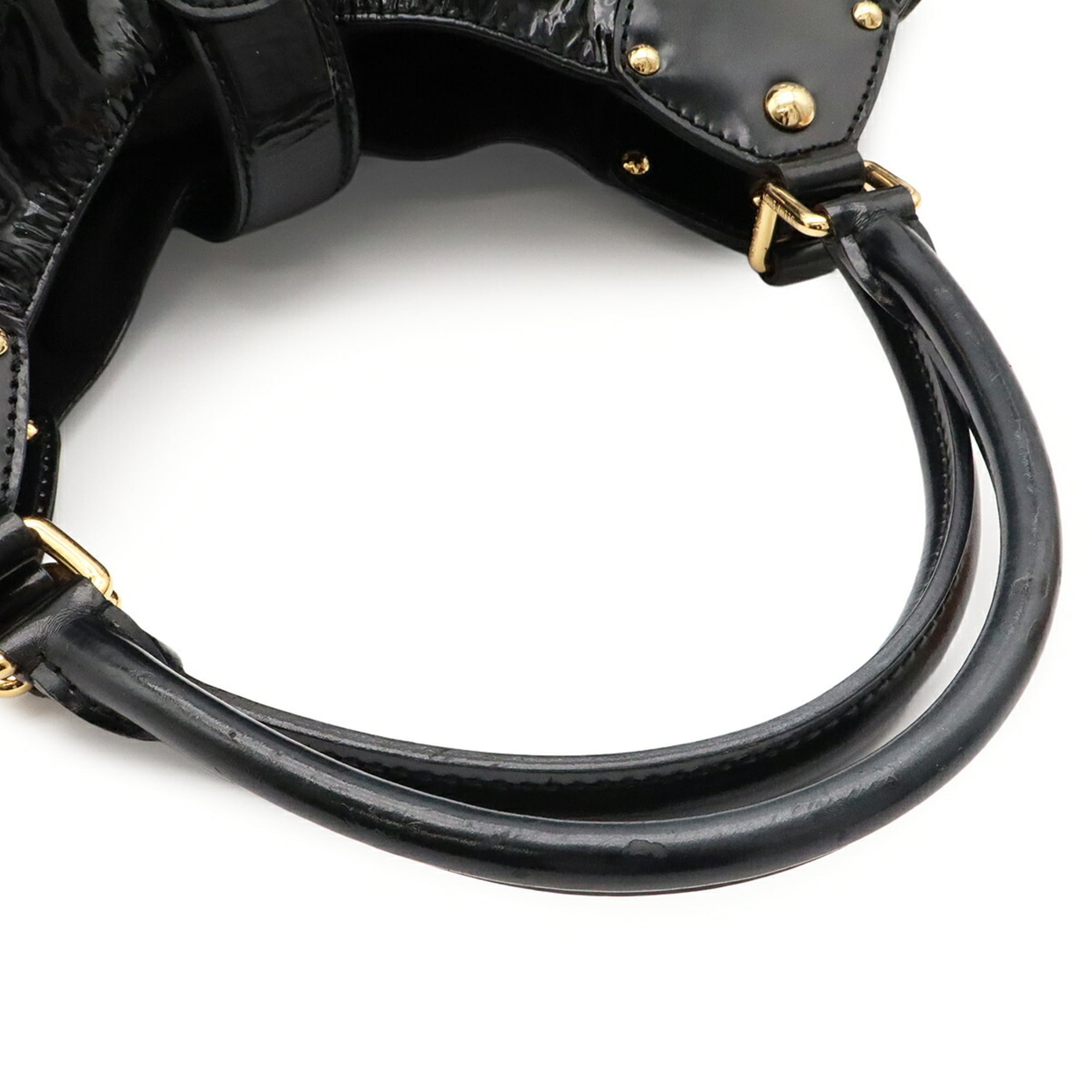 Louis Vuitton Black Noir White Patent Leather Shoulder Bag Tote Bag (Pre-Owned)