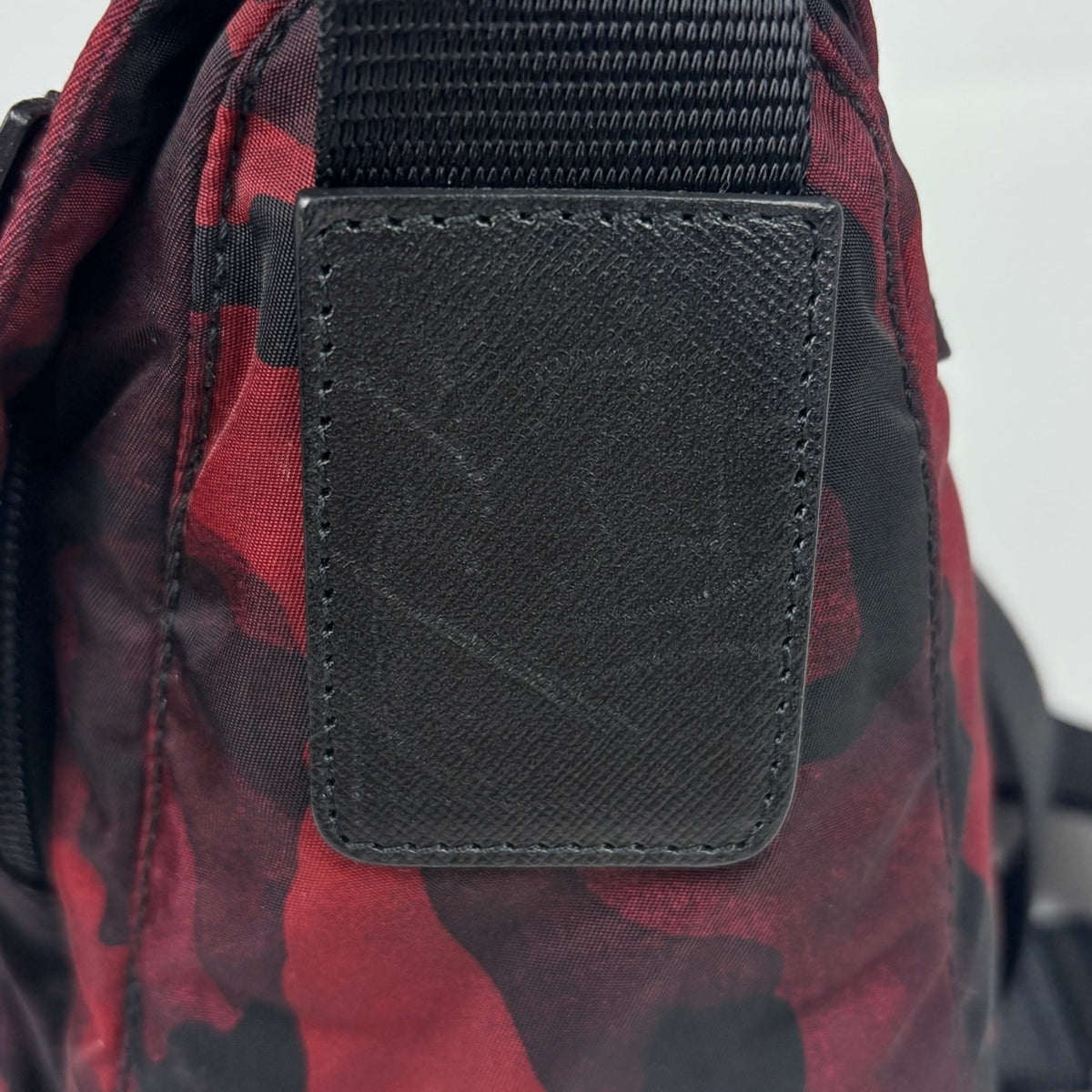 Prada Black Red Color Nylon Leather Shoulder Bag (Pre-Owned)