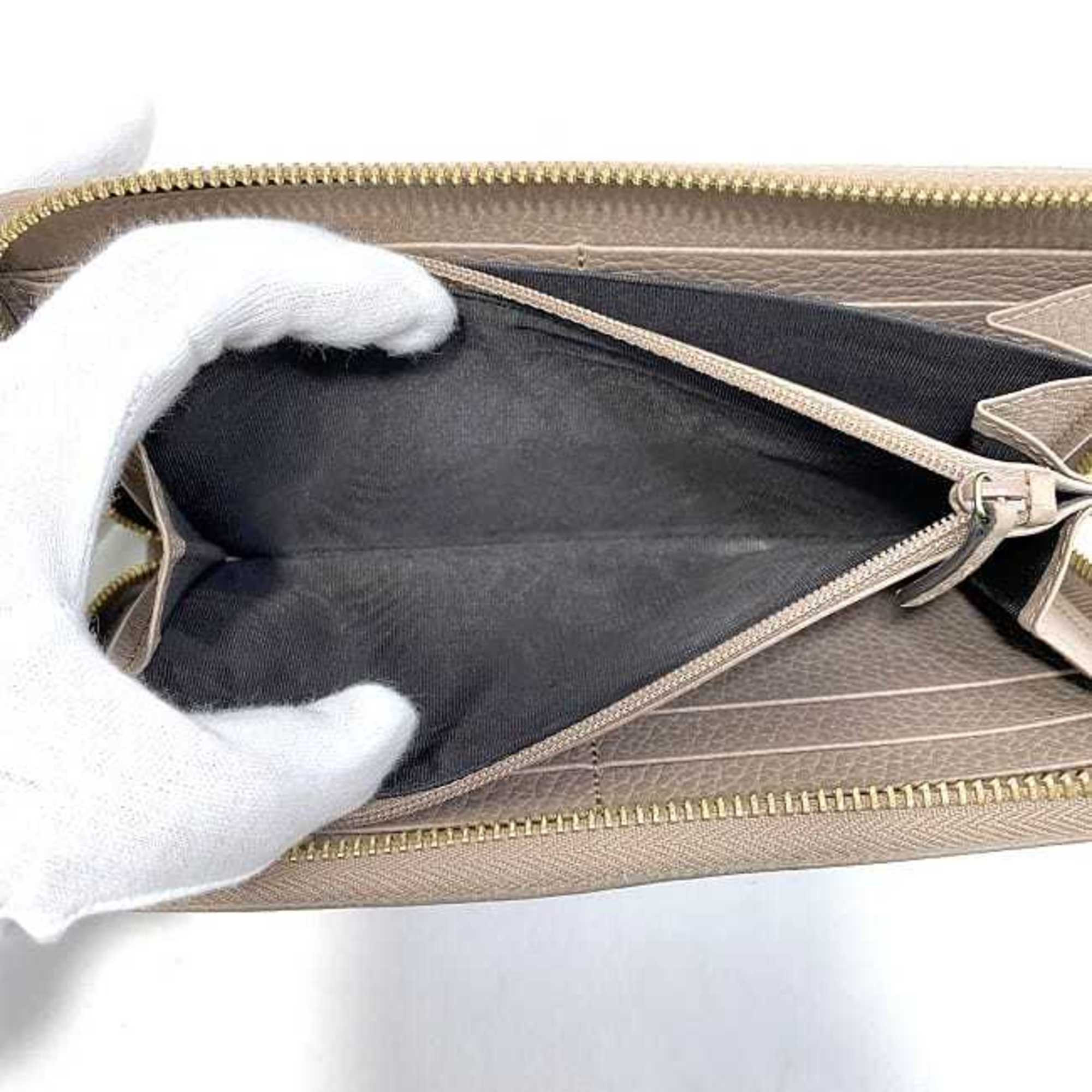Gucci Pink Beige Leather Long Wallet (Bi-Fold) (Pre-Owned)
