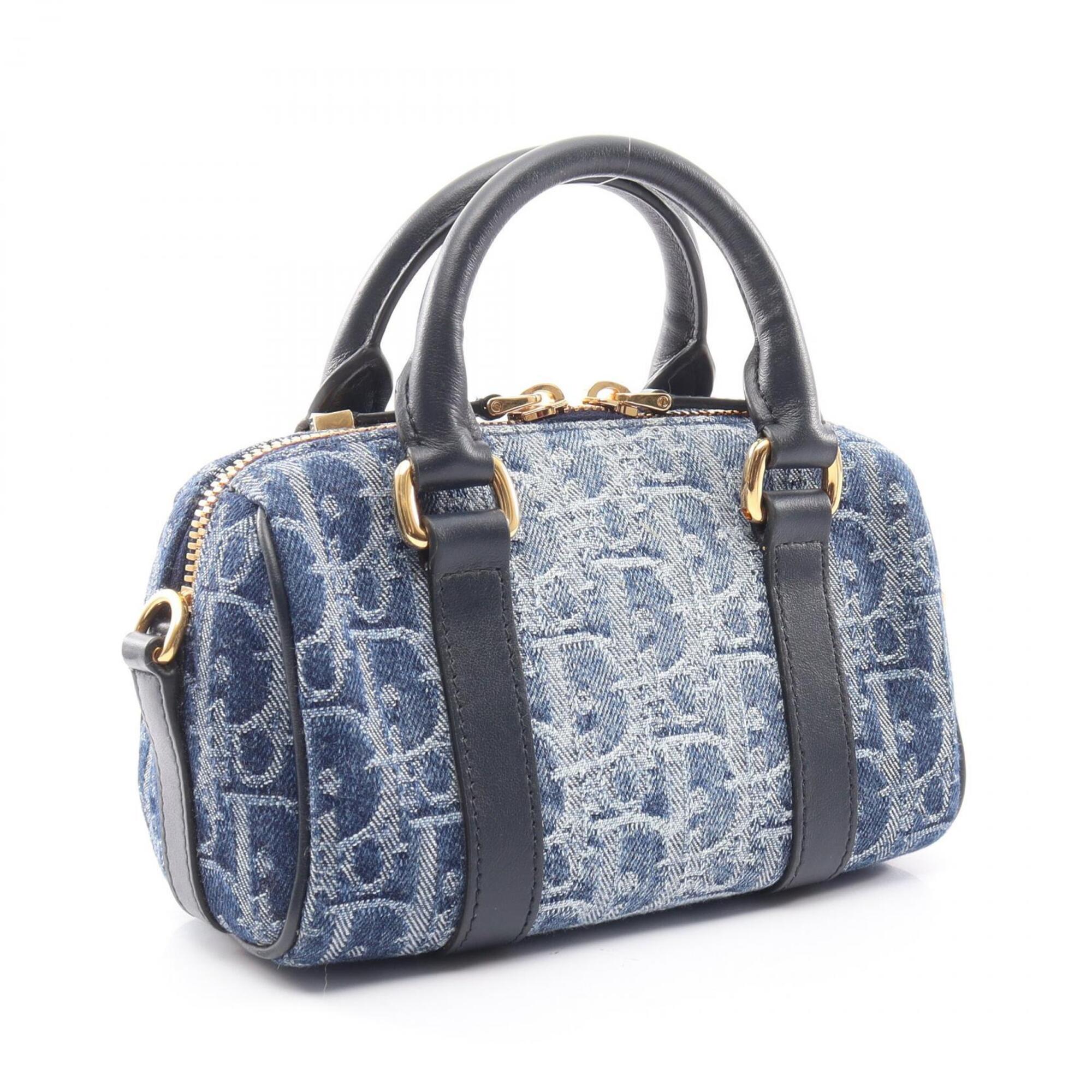 Christian Dior Blue Navy Denim Leather Handbag (Pre-Owned)