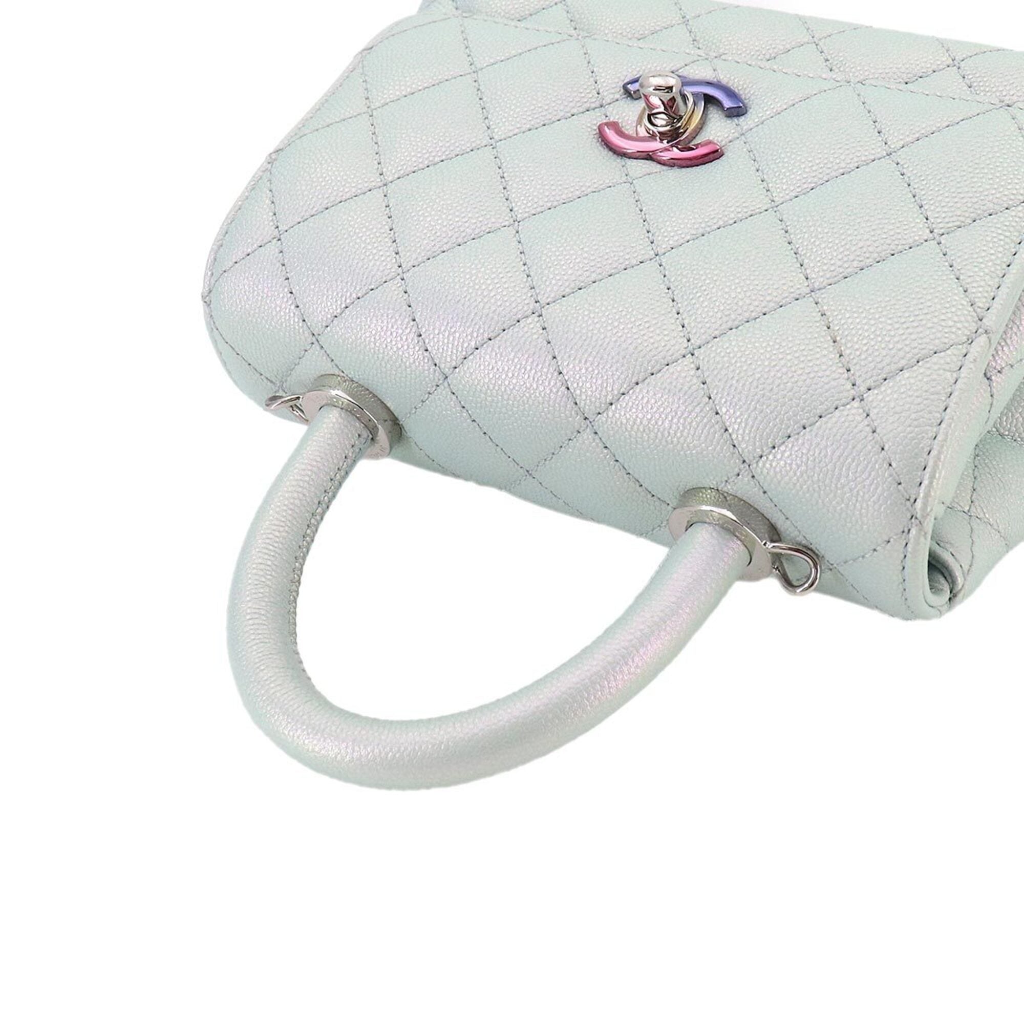 Chanel Metallic Blue Grained Calfskin Handbag (Pre-Owned)