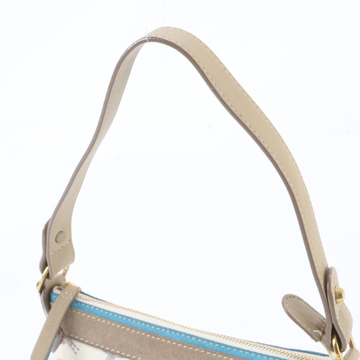 Loewe Beige Blue Leather Canvas Handbag Shoulder Bag Tote Bag (Pre-Owned)