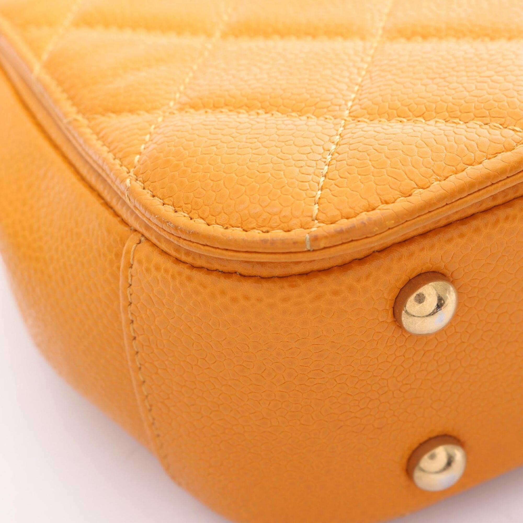 Chanel Orange Grained Calfskin Handbag Shoulder Bag (Pre-Owned)