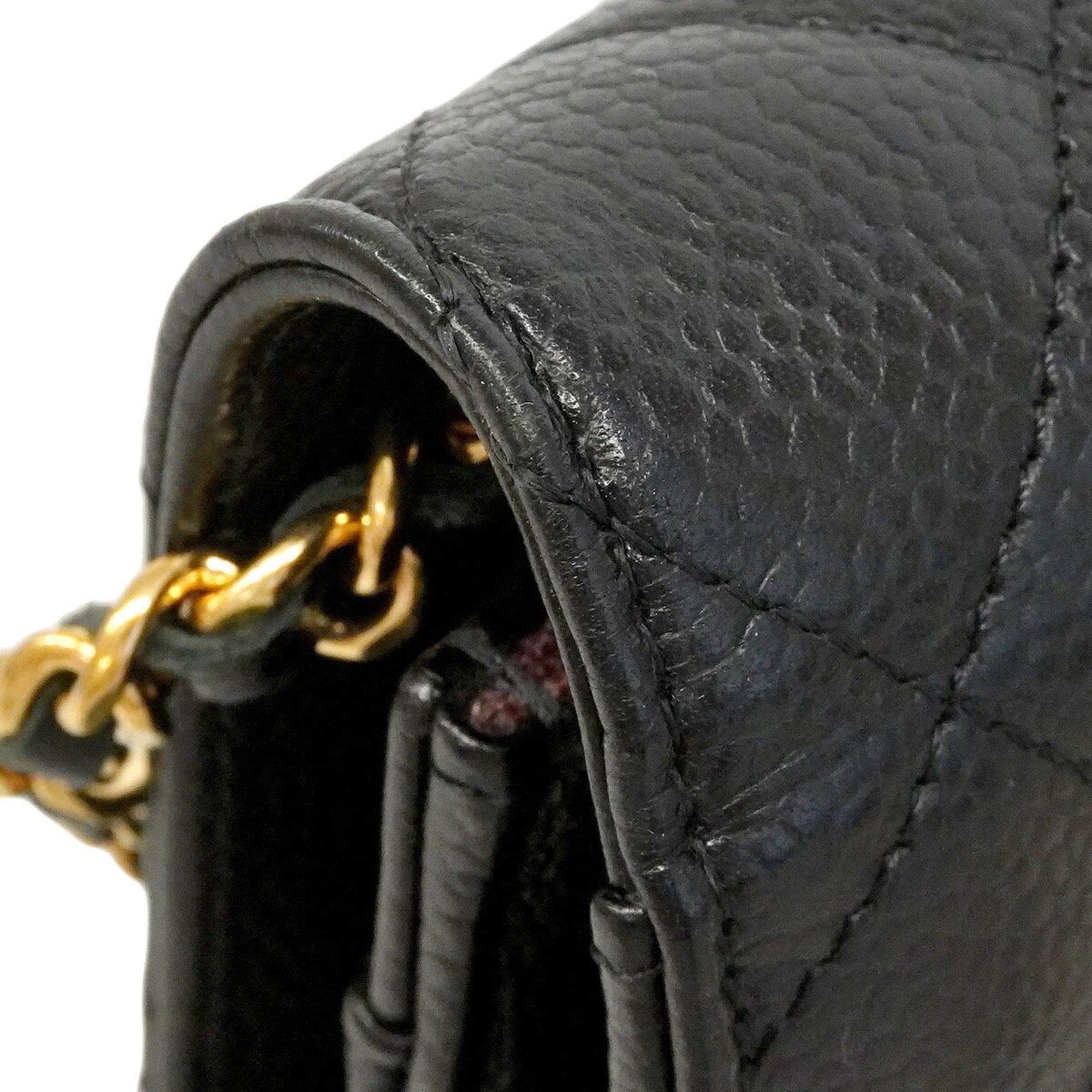 Chanel Black Grained Calfskin Chain/Shoulder Wallet (Pre-Owned)