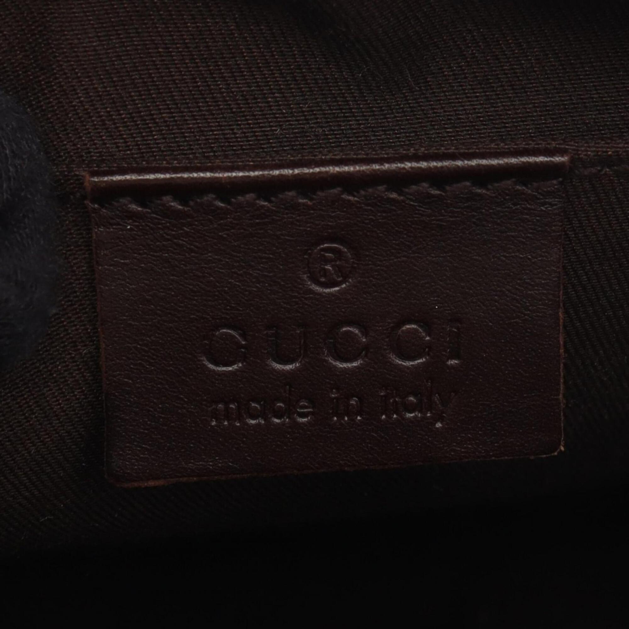 Gucci Beige Brown Canvas Leather Handbag Shoulder Bag (Pre-Owned)
