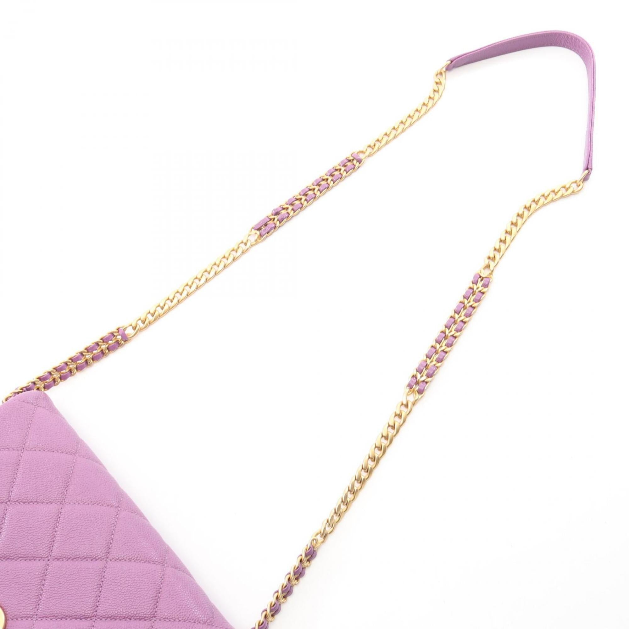 Chanel Purple Grained Calfskin Handbag Shoulder Bag (Pre-Owned)