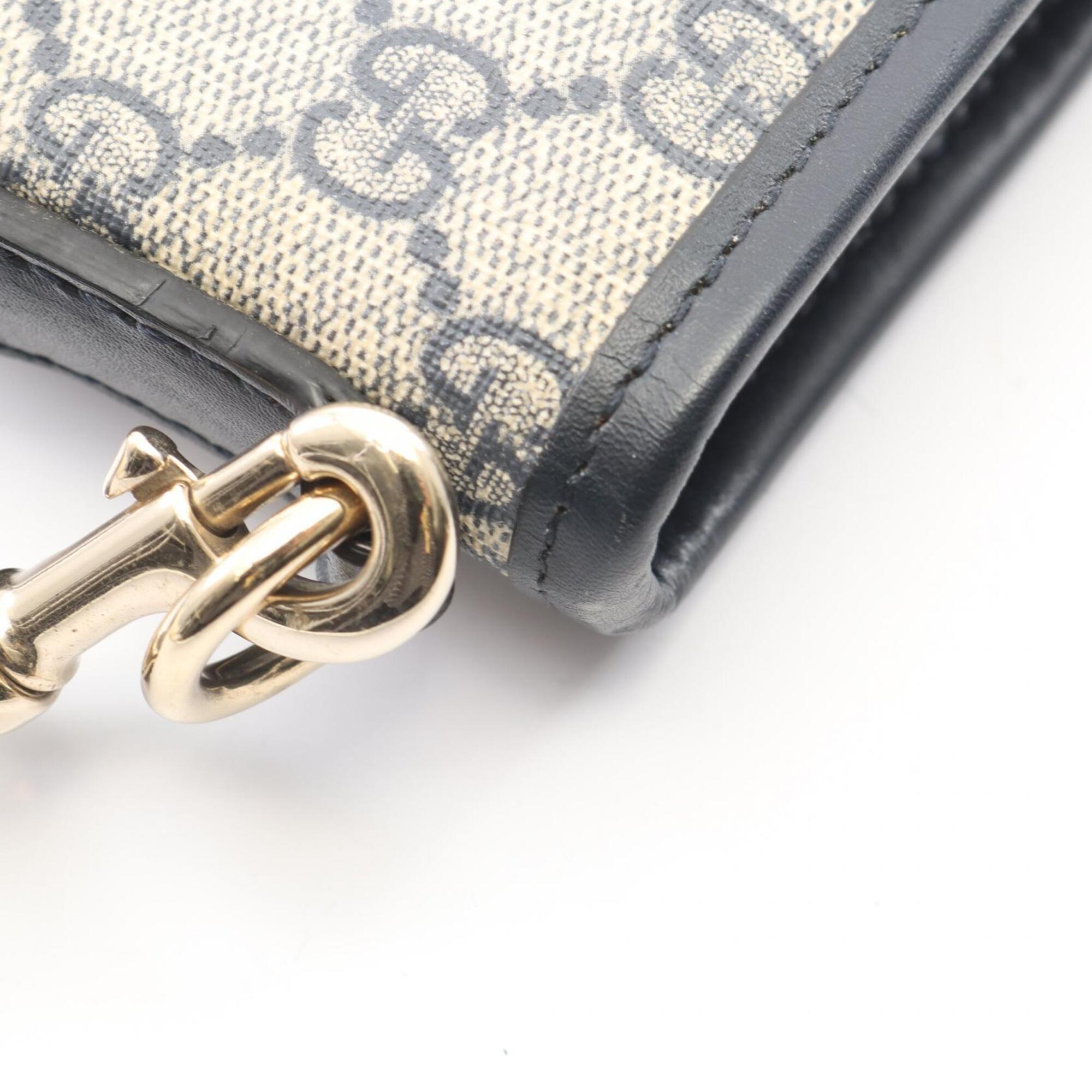 Gucci Beige Navy Pvc Leather Handbag Shoulder Bag (Pre-Owned)