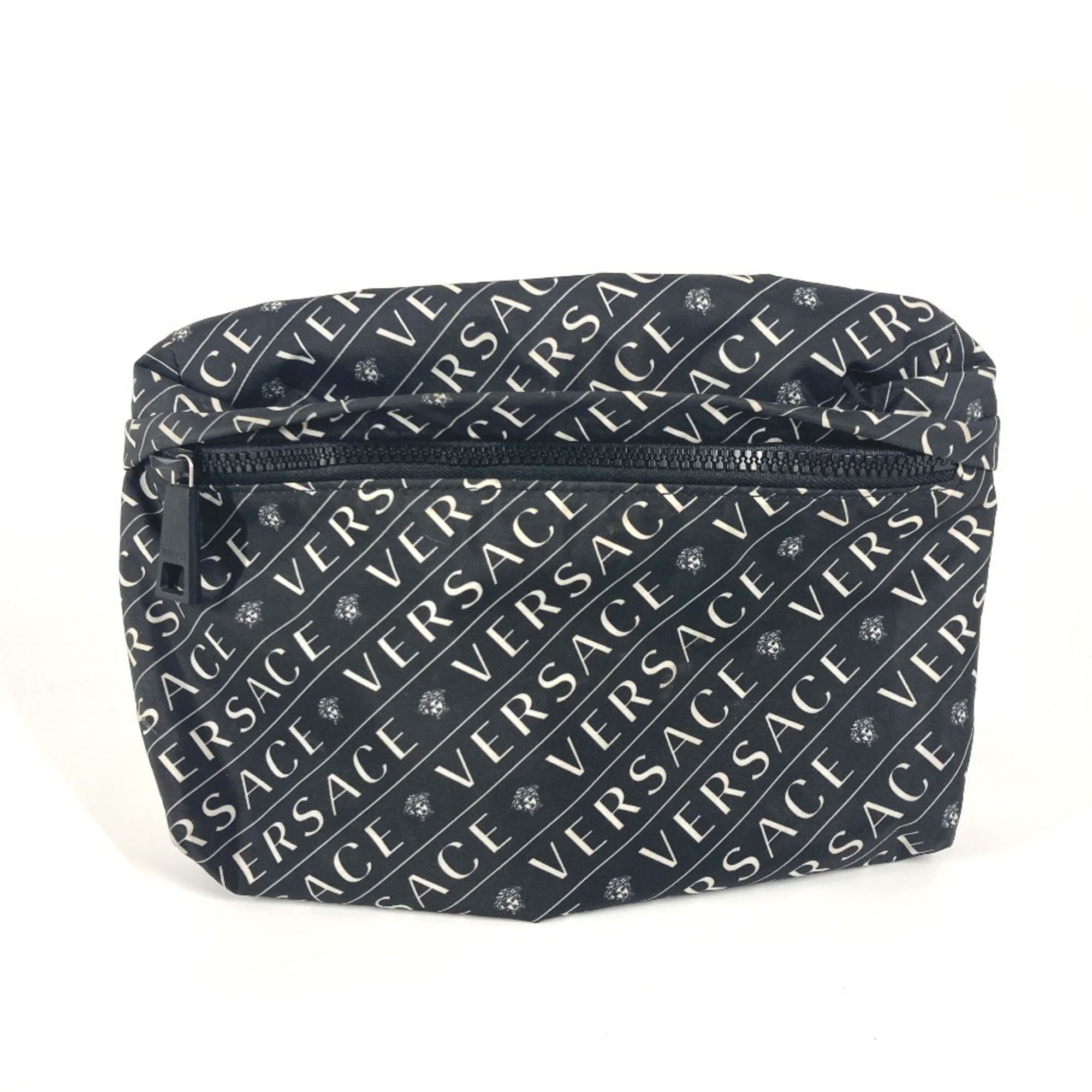 Versace Black White Nylon Fanny Pack Sling Bag (Pre-Owned)