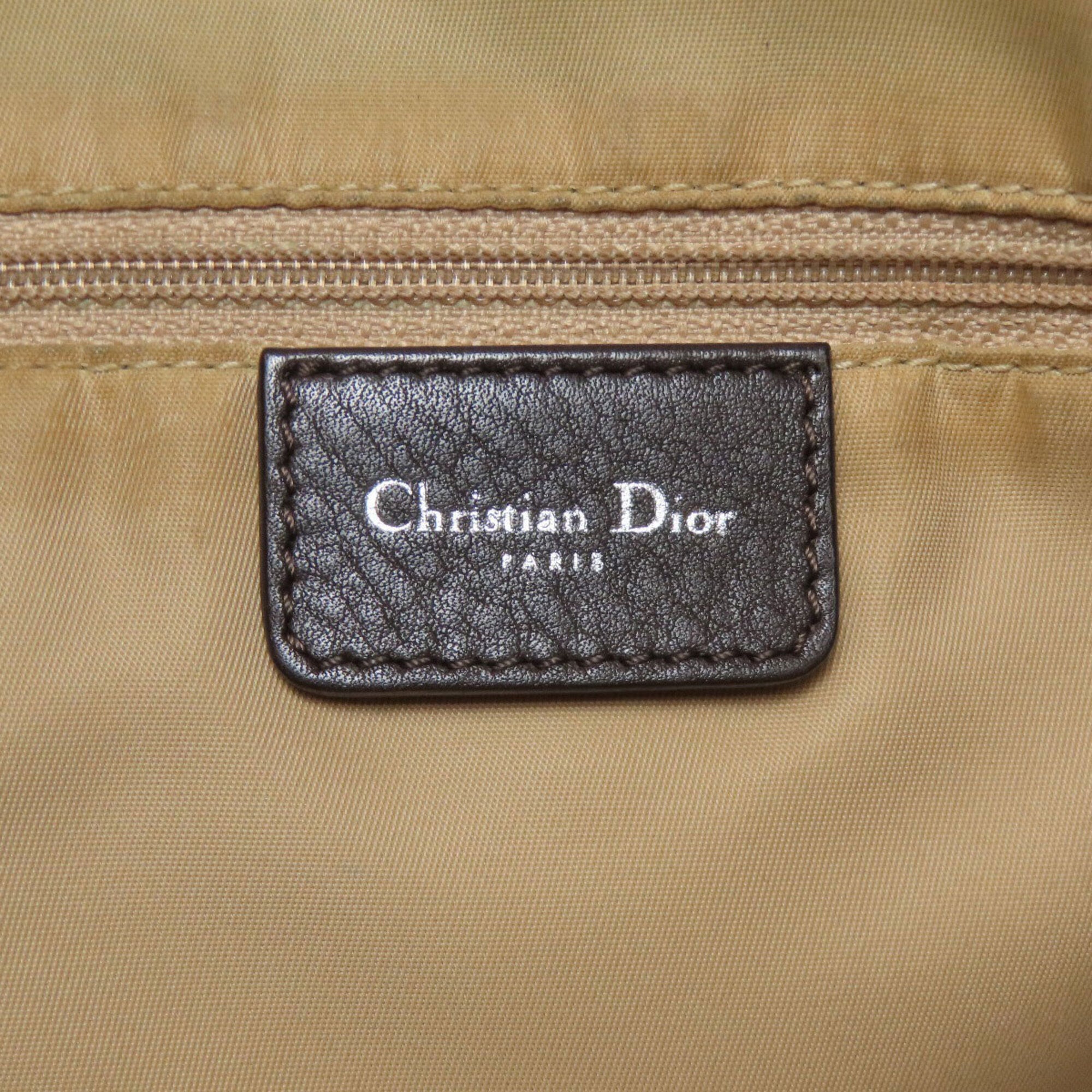 Christian Dior Brown Canvas Leather Shoulder Bag (Pre-Owned)