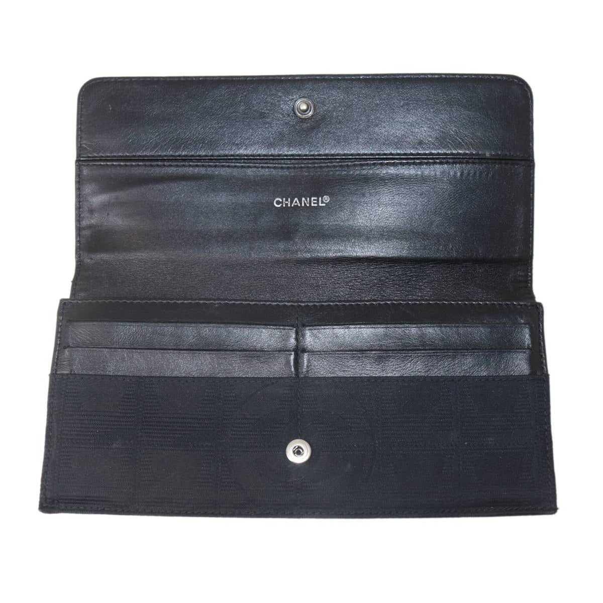 Chanel New Travel Line Black Long Wallet (Bi-Fold) (Pre-Owned)